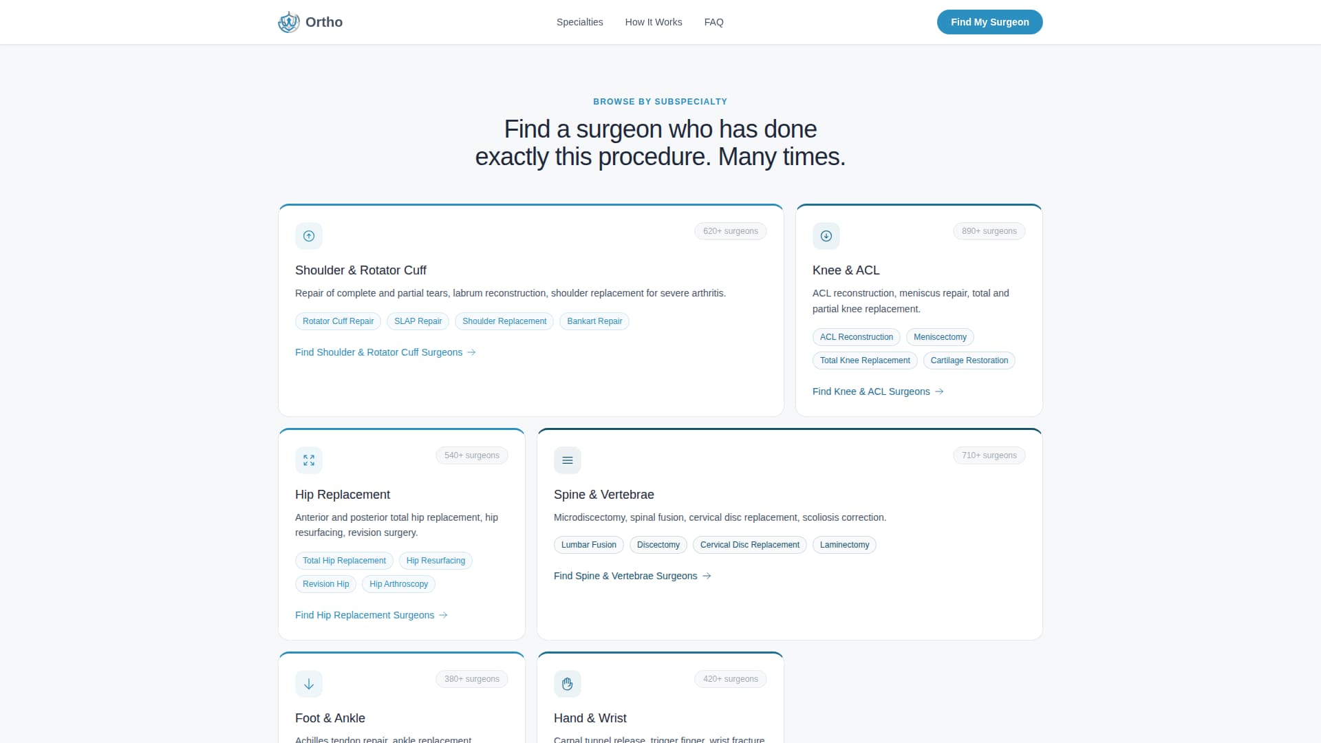 Orthopedic Surgeon FAQ Website Template