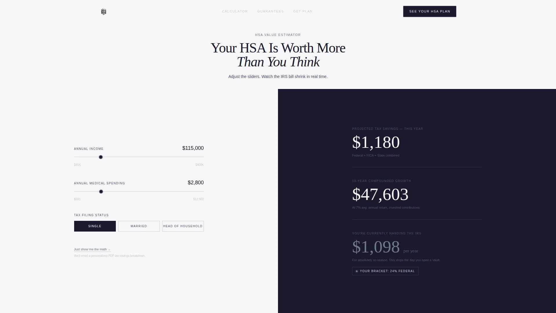 Vault - Triple Tax Advantage HSA Landing Page Template