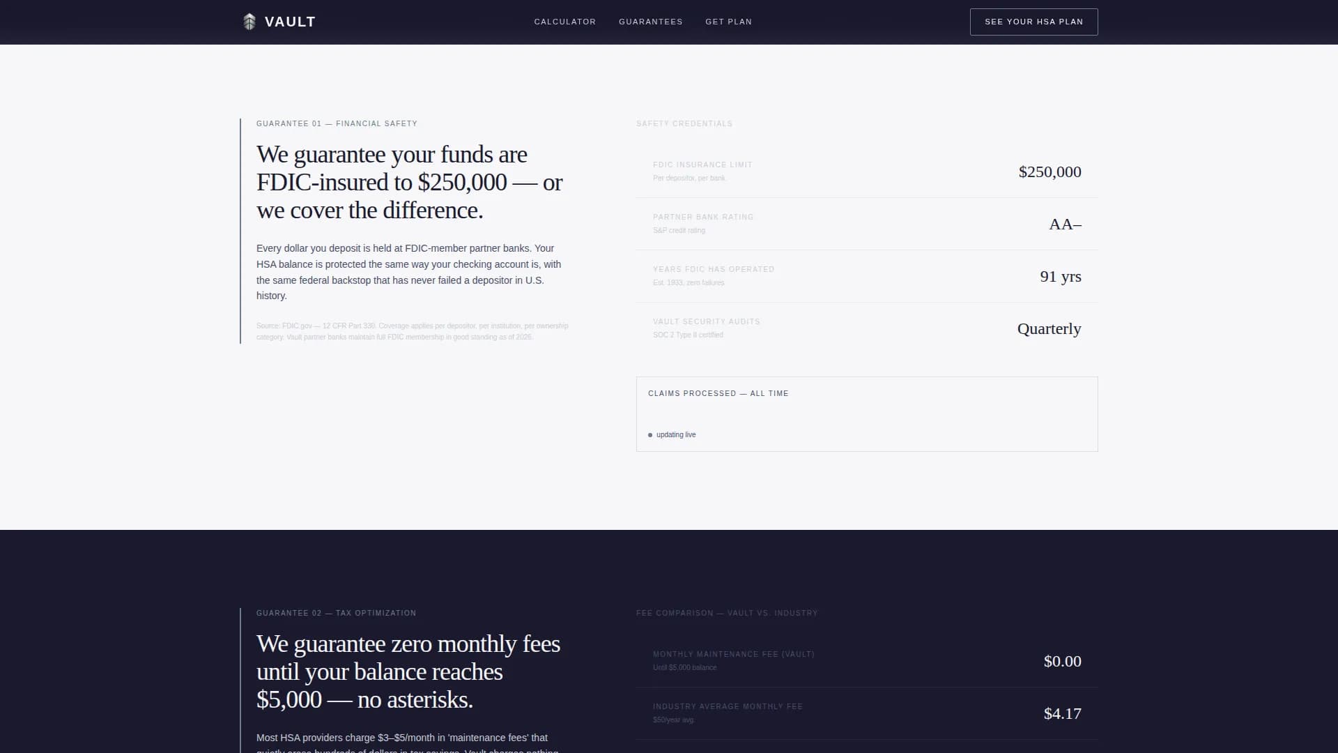 Vault - Triple Tax Advantage HSA Landing Page Template