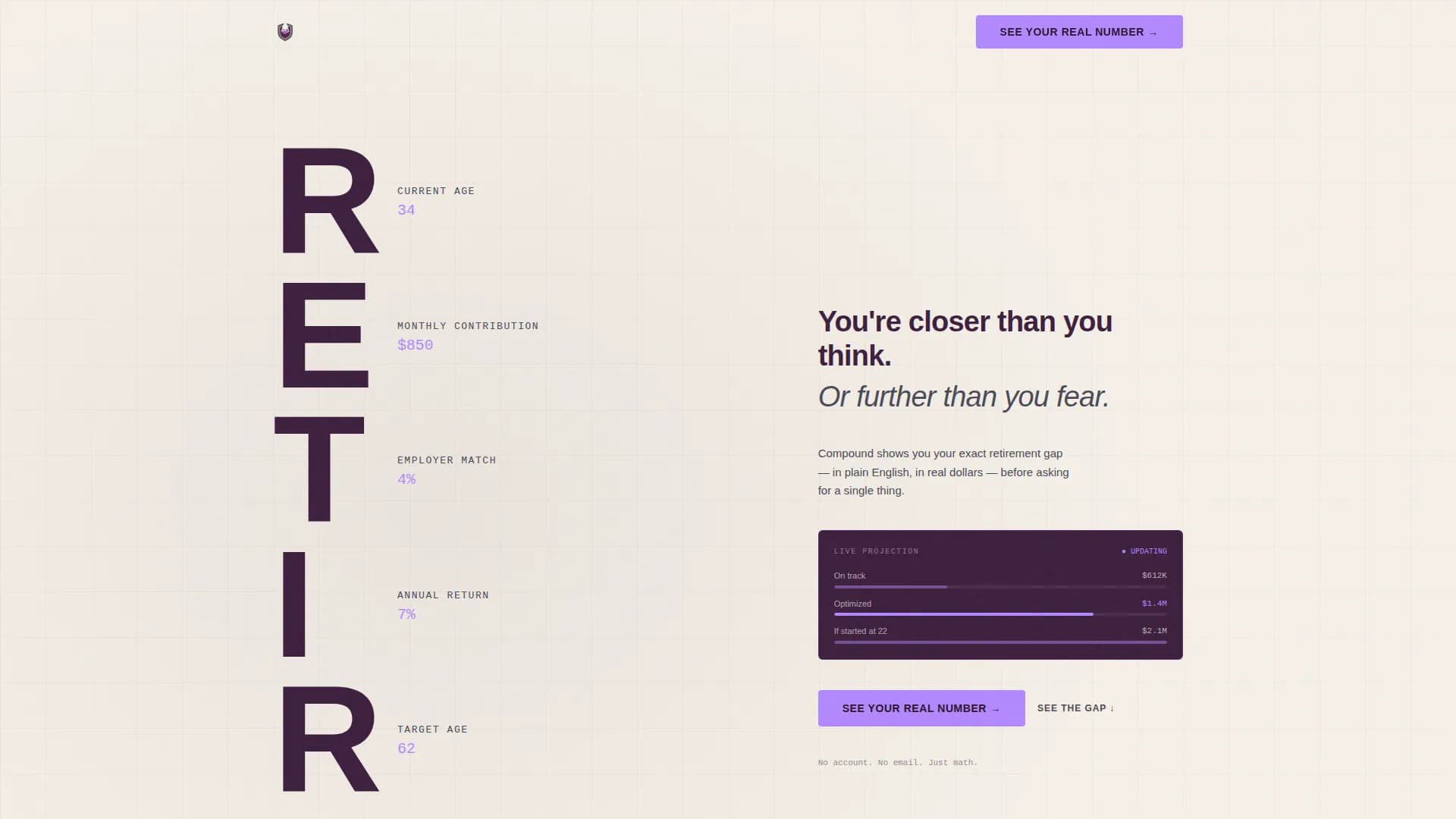 Compound - Digital Retirement Account Landing Page Template