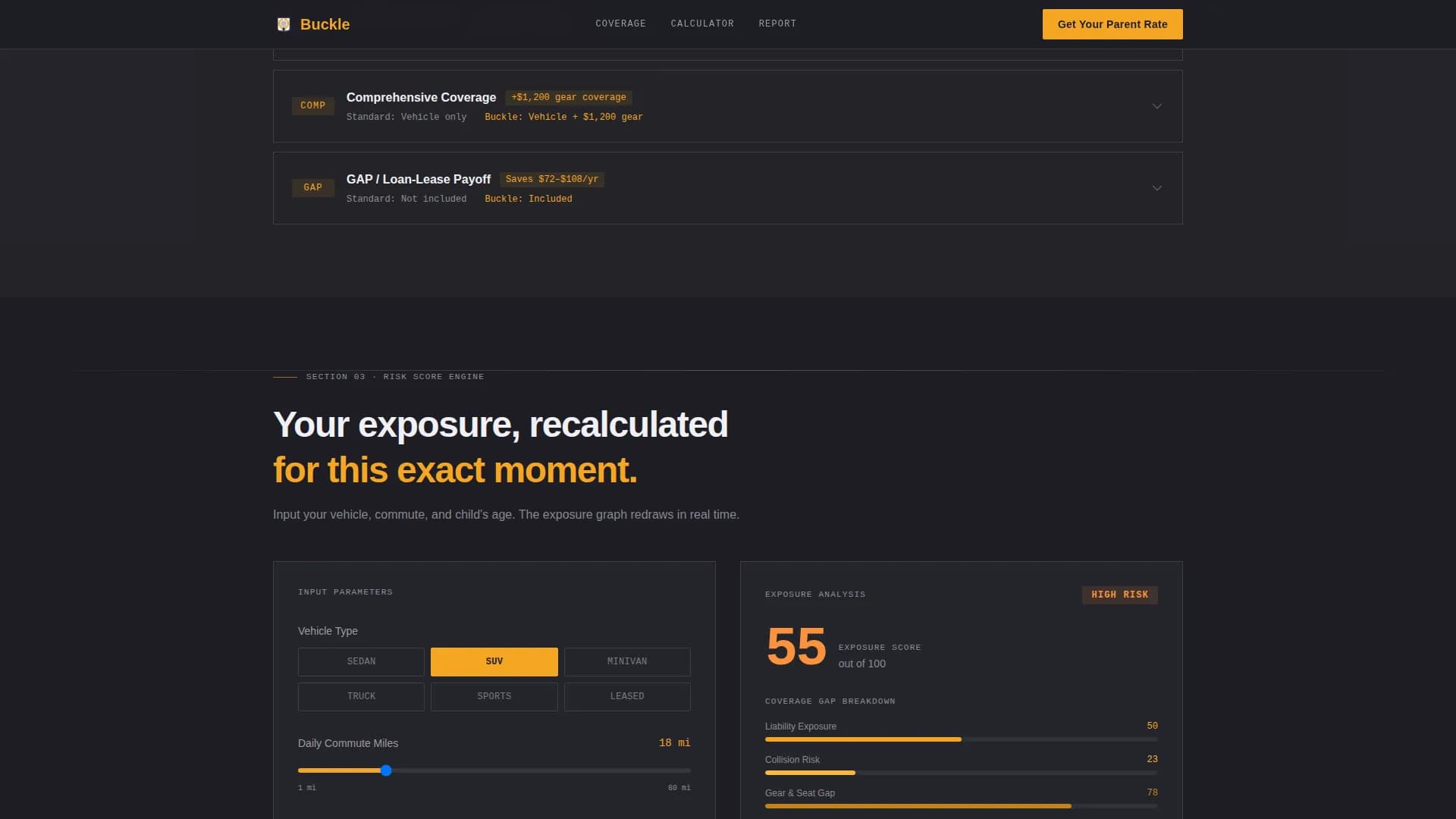 New Parent Insurance Cost Calculator Website Template