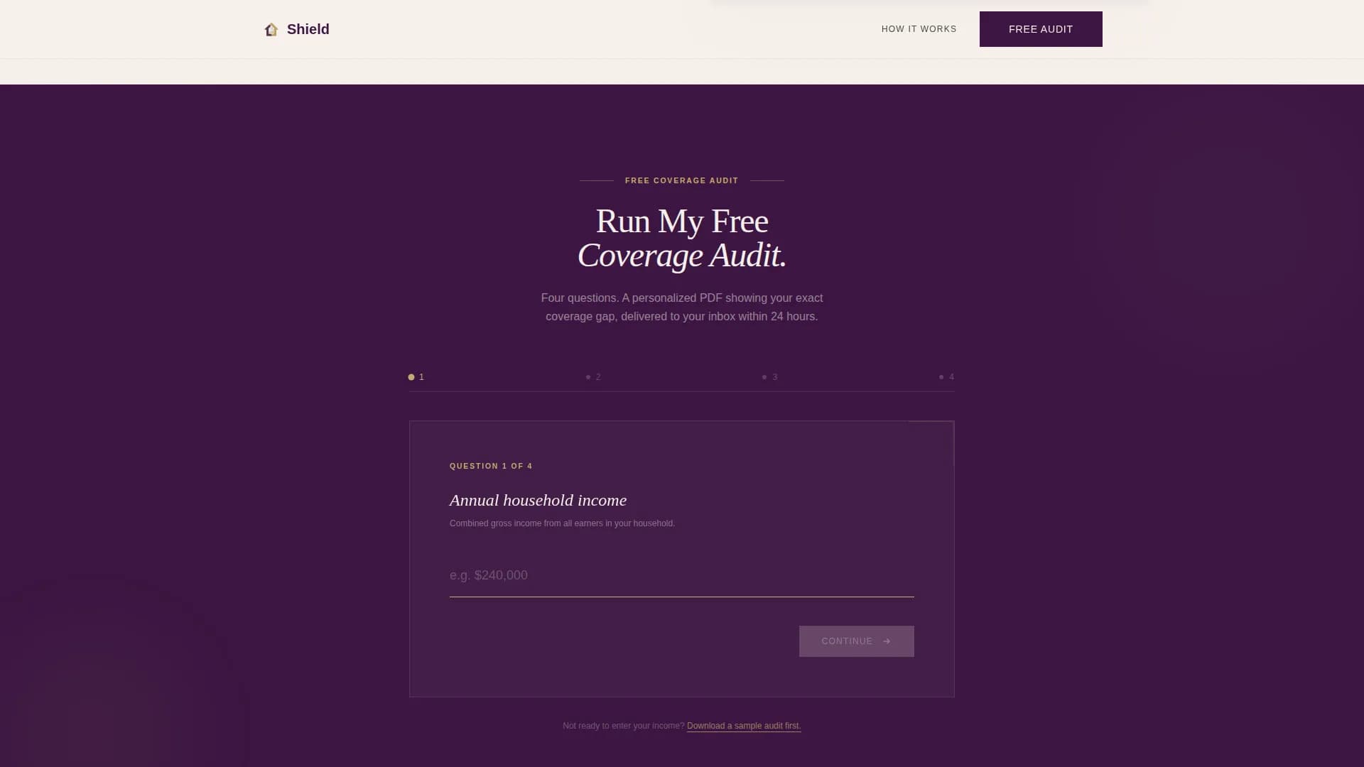 Shield - Executive Coverage Audit Landing Page Template