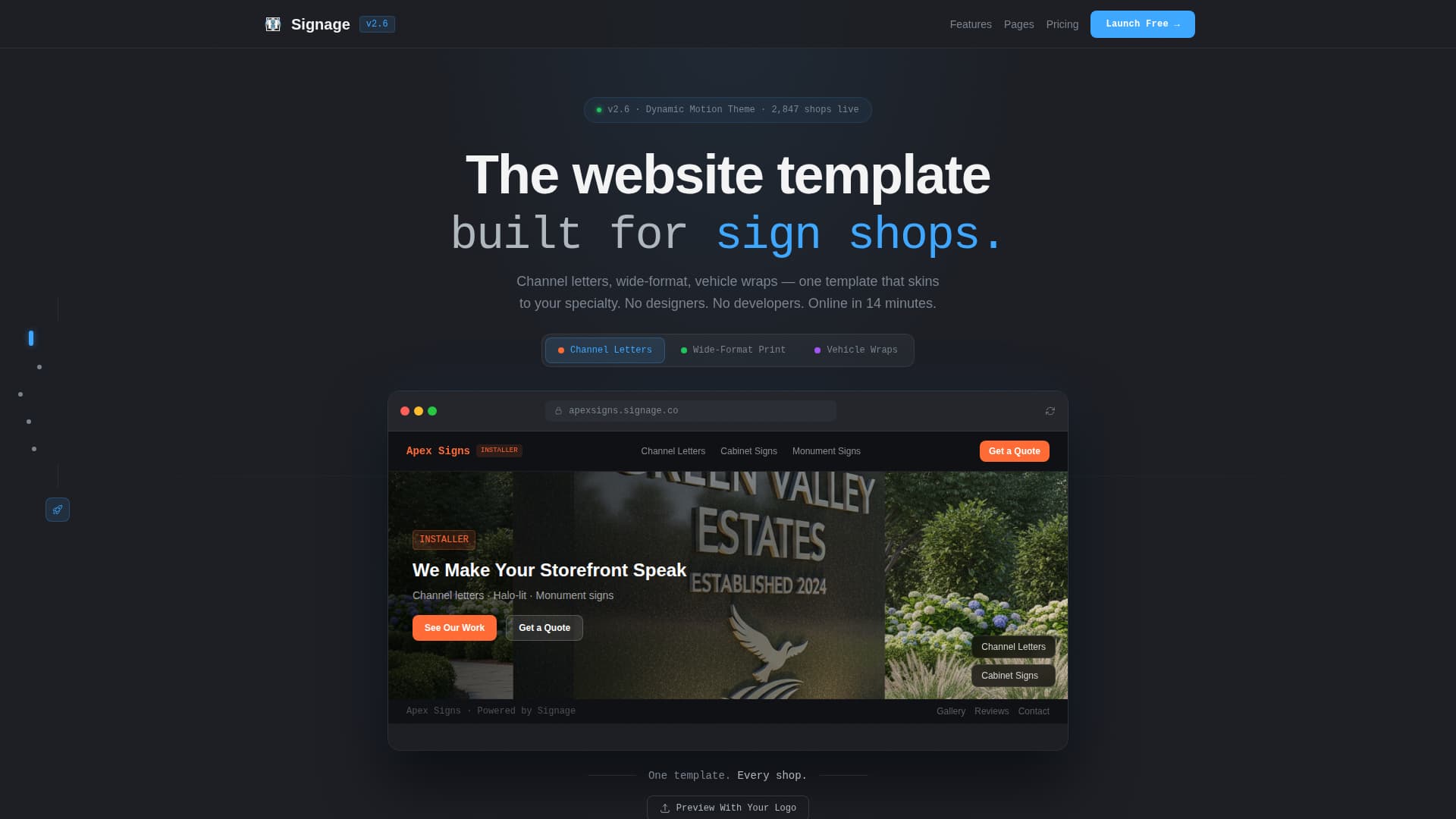 Sign & Banner Digital Presence Professional Website Template