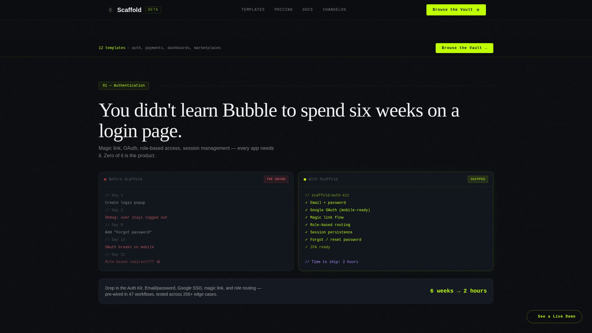 Scaffold - Powerful Bubble Landing Page Template