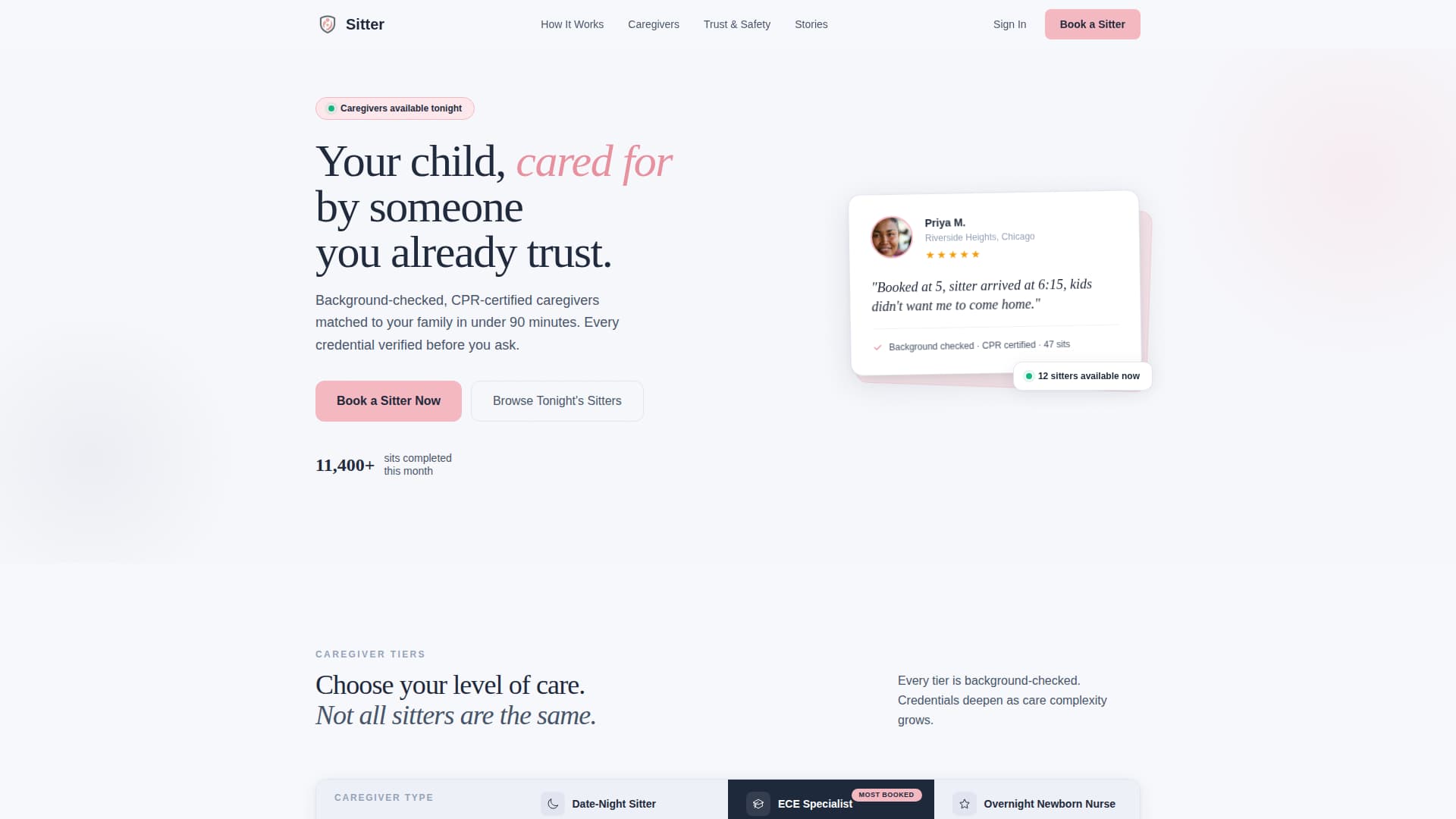 Babysitter Booking Website Template