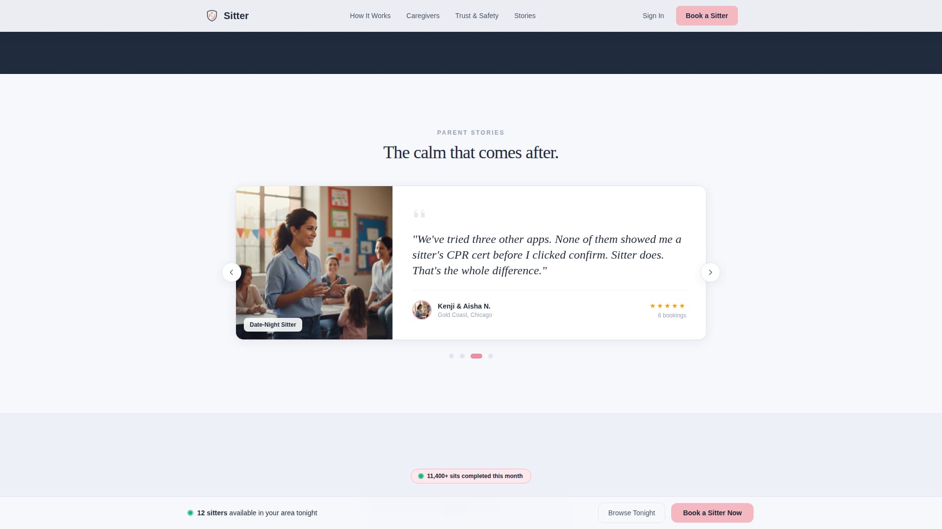 Babysitter Booking Website Template