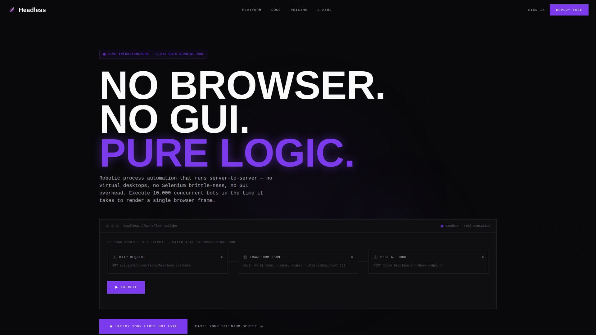 Headless - Powerful RPA Landing Page Template