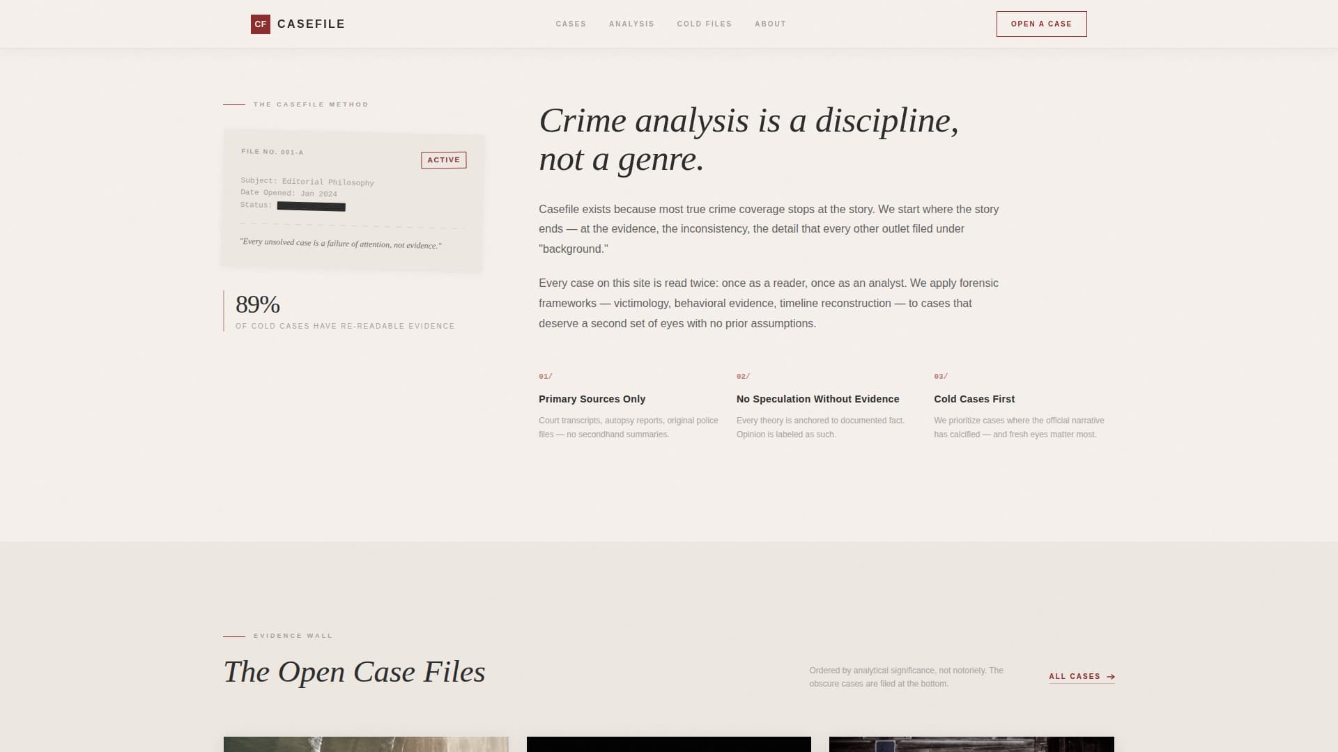 True Crime Analysis Content Blog Website Template