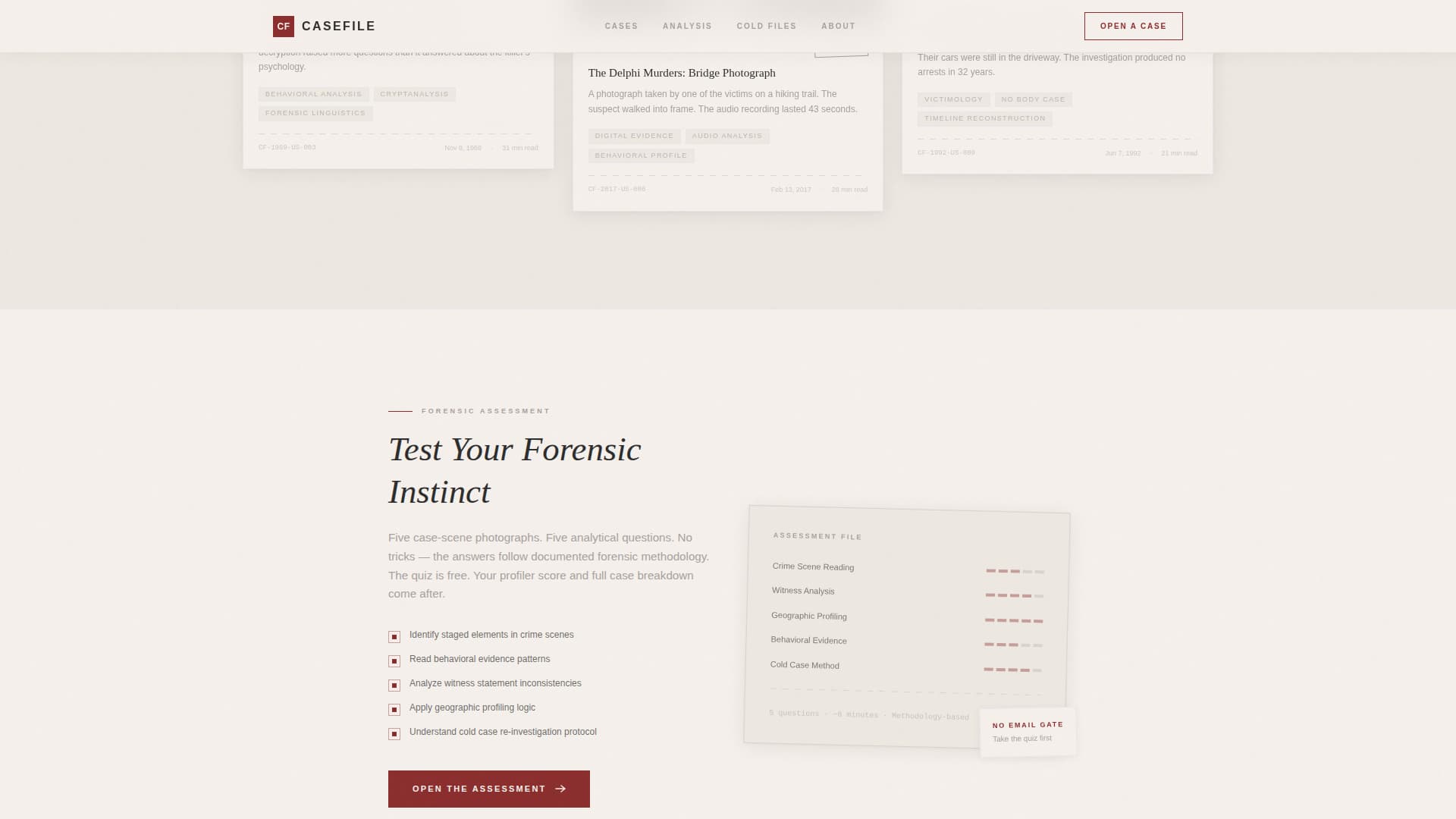 True Crime Analysis Content Blog Website Template
