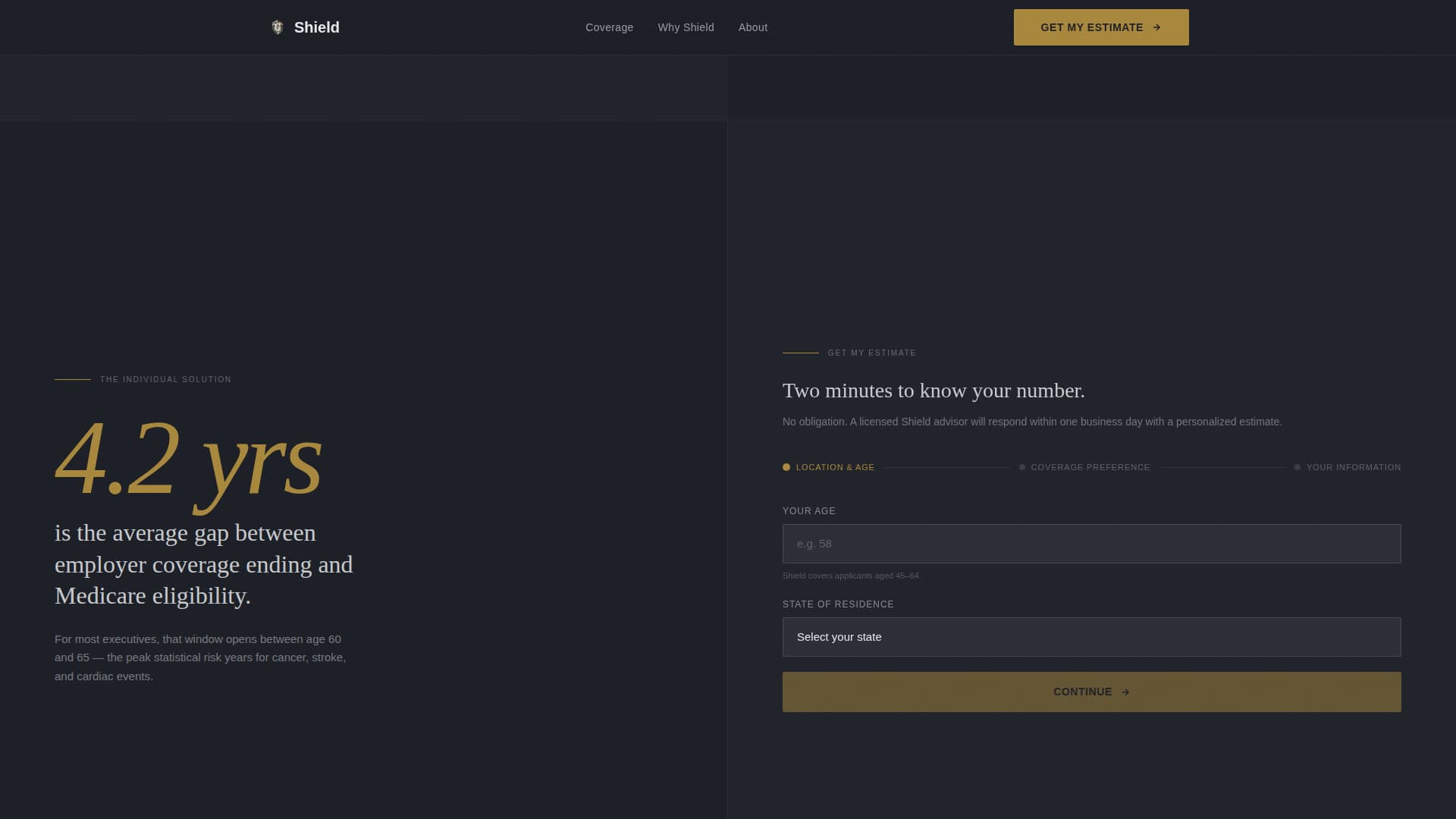 Shield - Executive Preretiree Landing Page Template