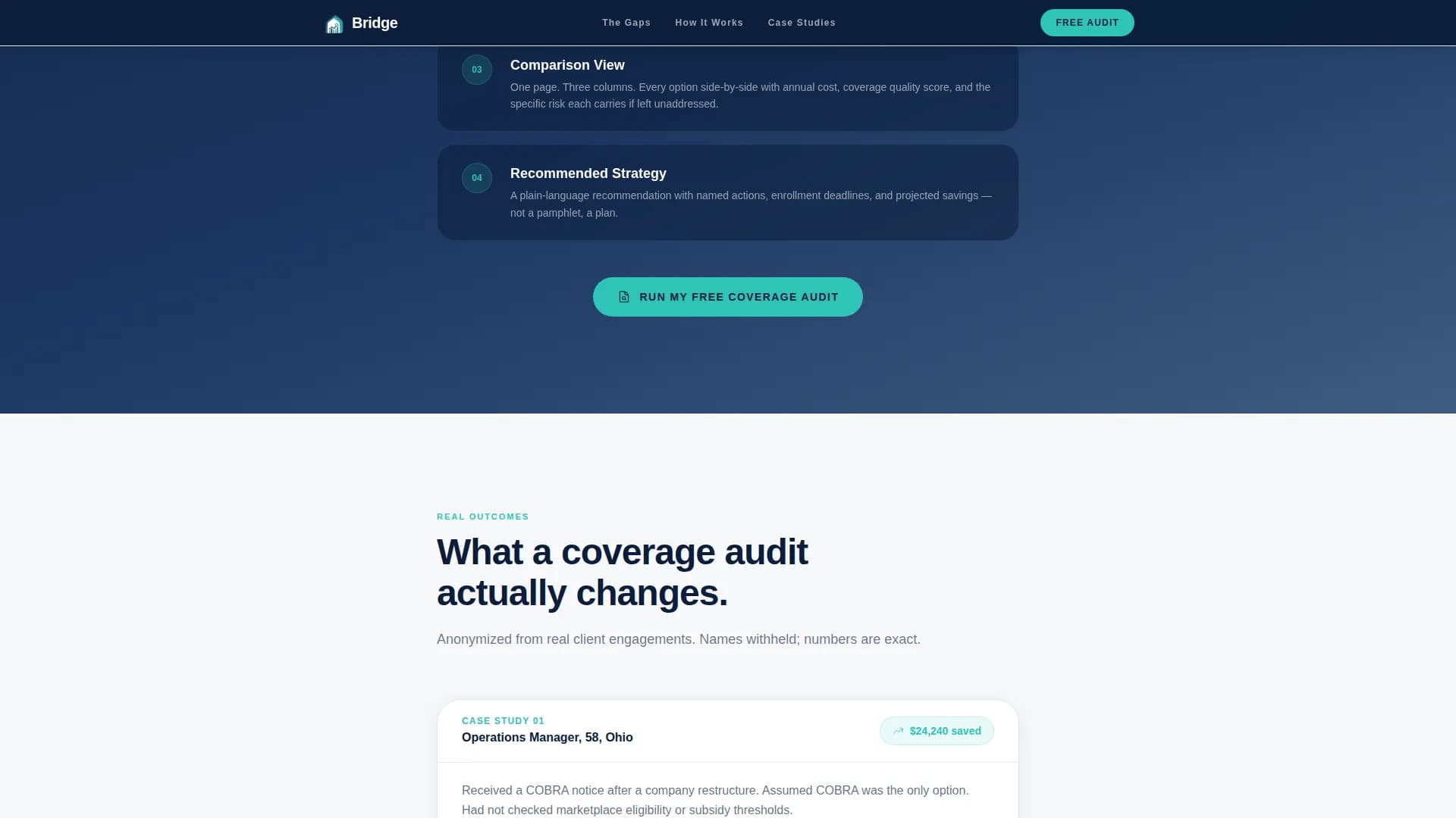 Bridge - Clear Coverage Gap Landing Page Template