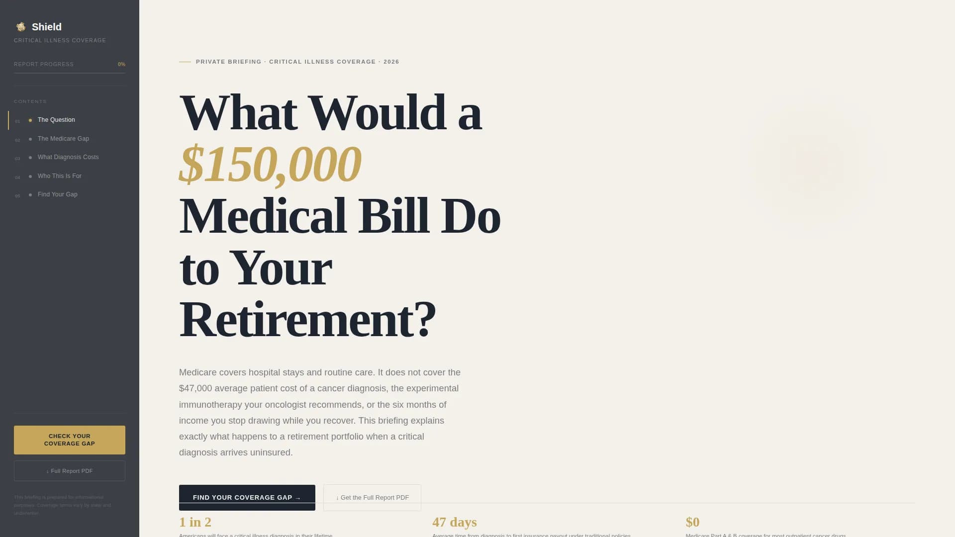 Sentinel — Critical Illness Executive Landing Page Template