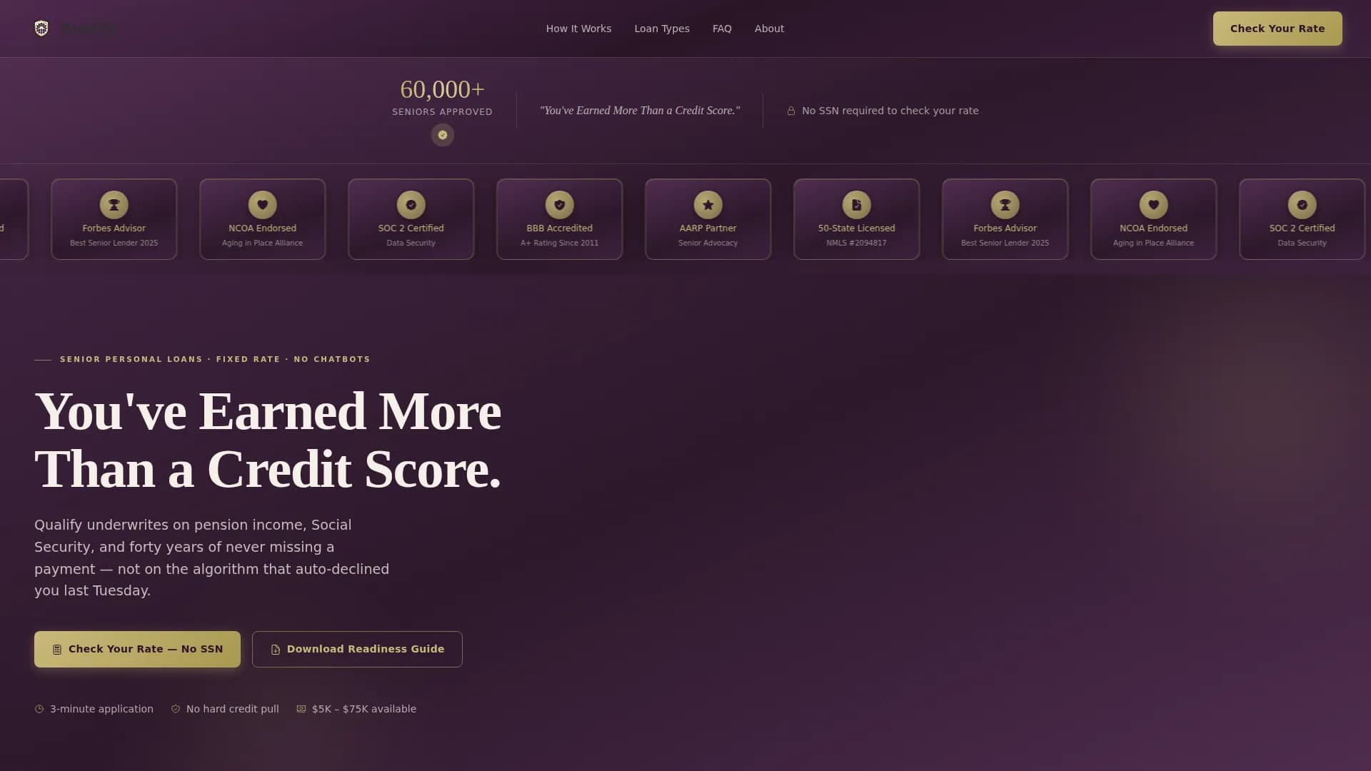 Bridge — Personal Loan Senior Landing Page Template