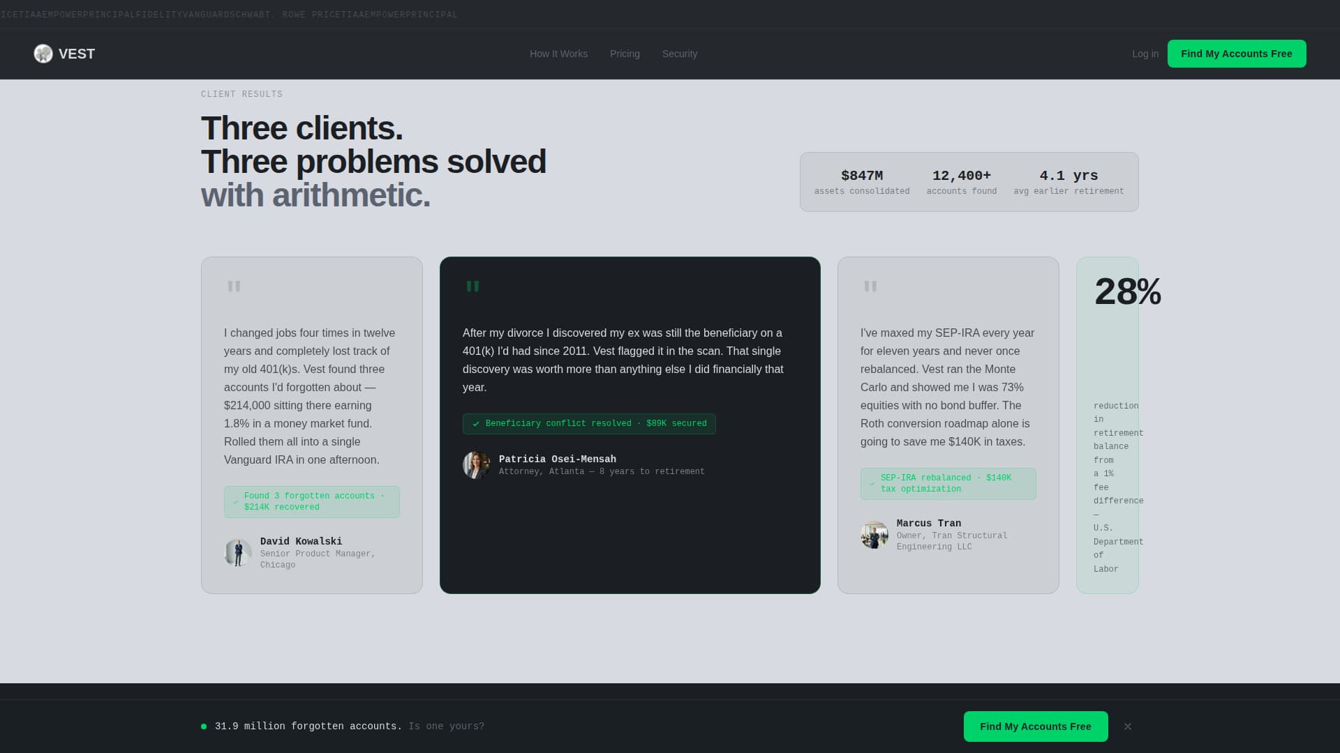 Vest - Precision Retirement Landing Page Template