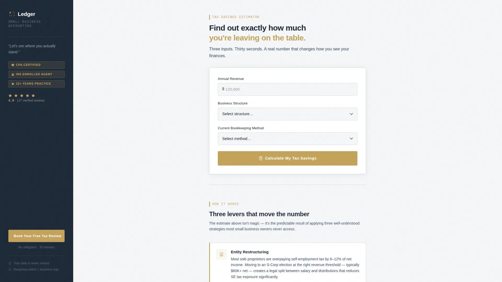 Small Business Tax Savings & Reduction Website Template