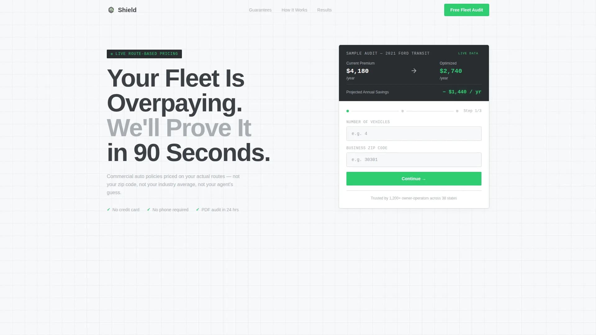 Shield - Precision Fleet Insurance Landing Page Template