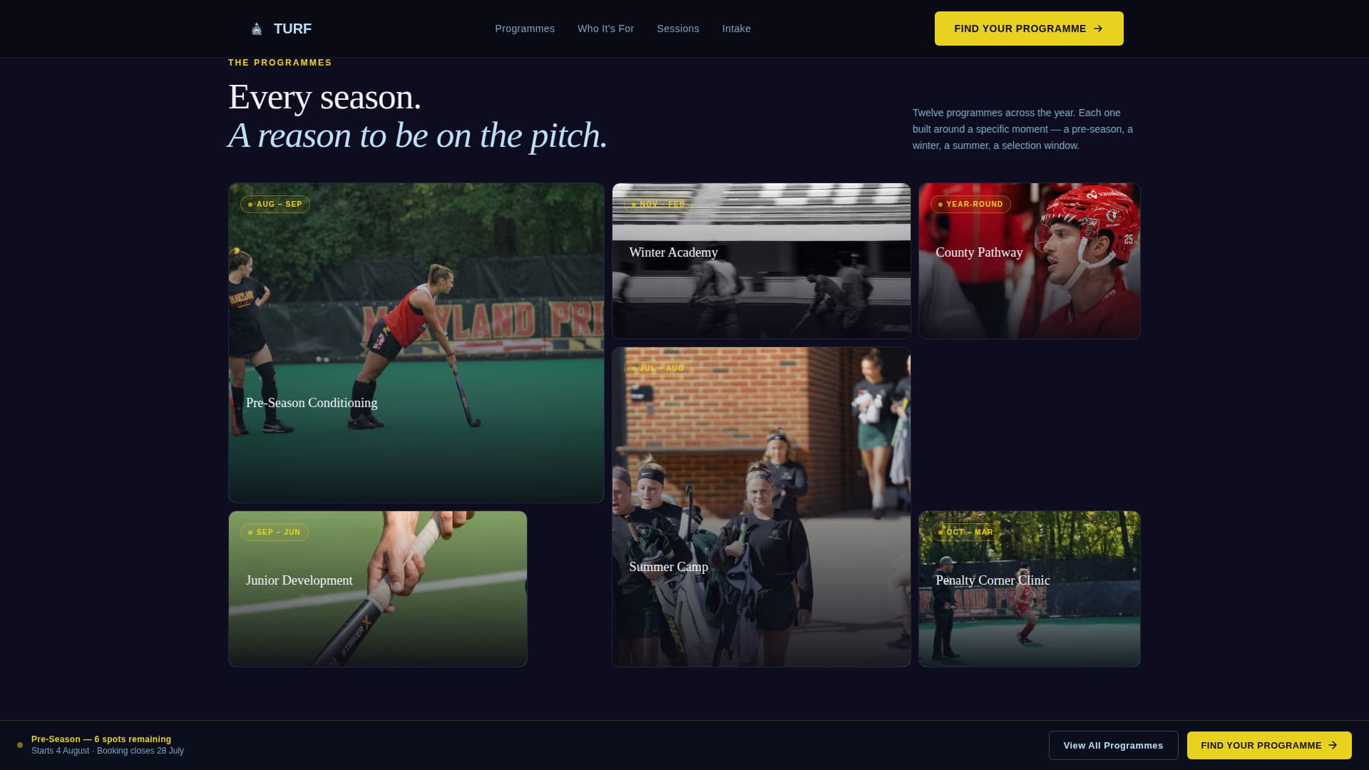 Turf — Energetic Field Hockey League Landing Page Template