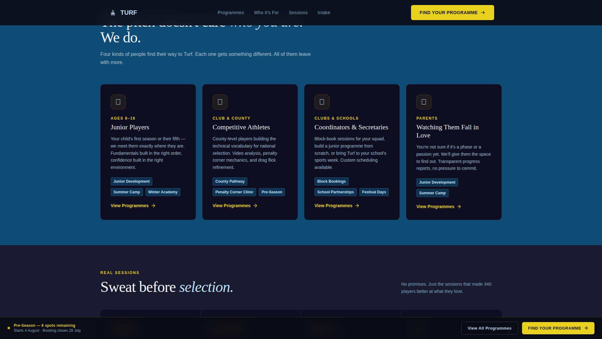 Turf — Energetic Field Hockey League Landing Page Template