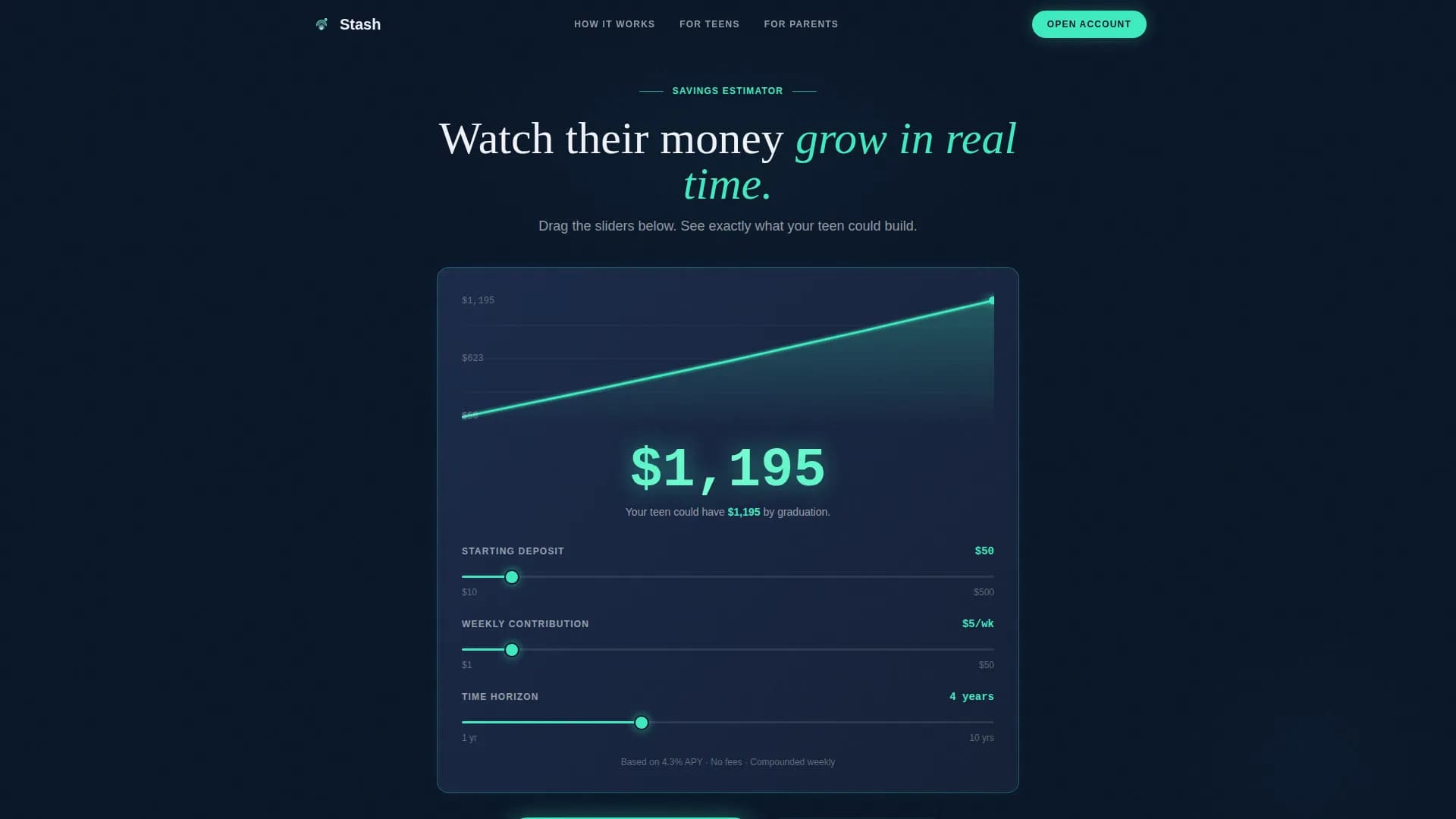 Stash - Teen Savings Growth Landing Page Template