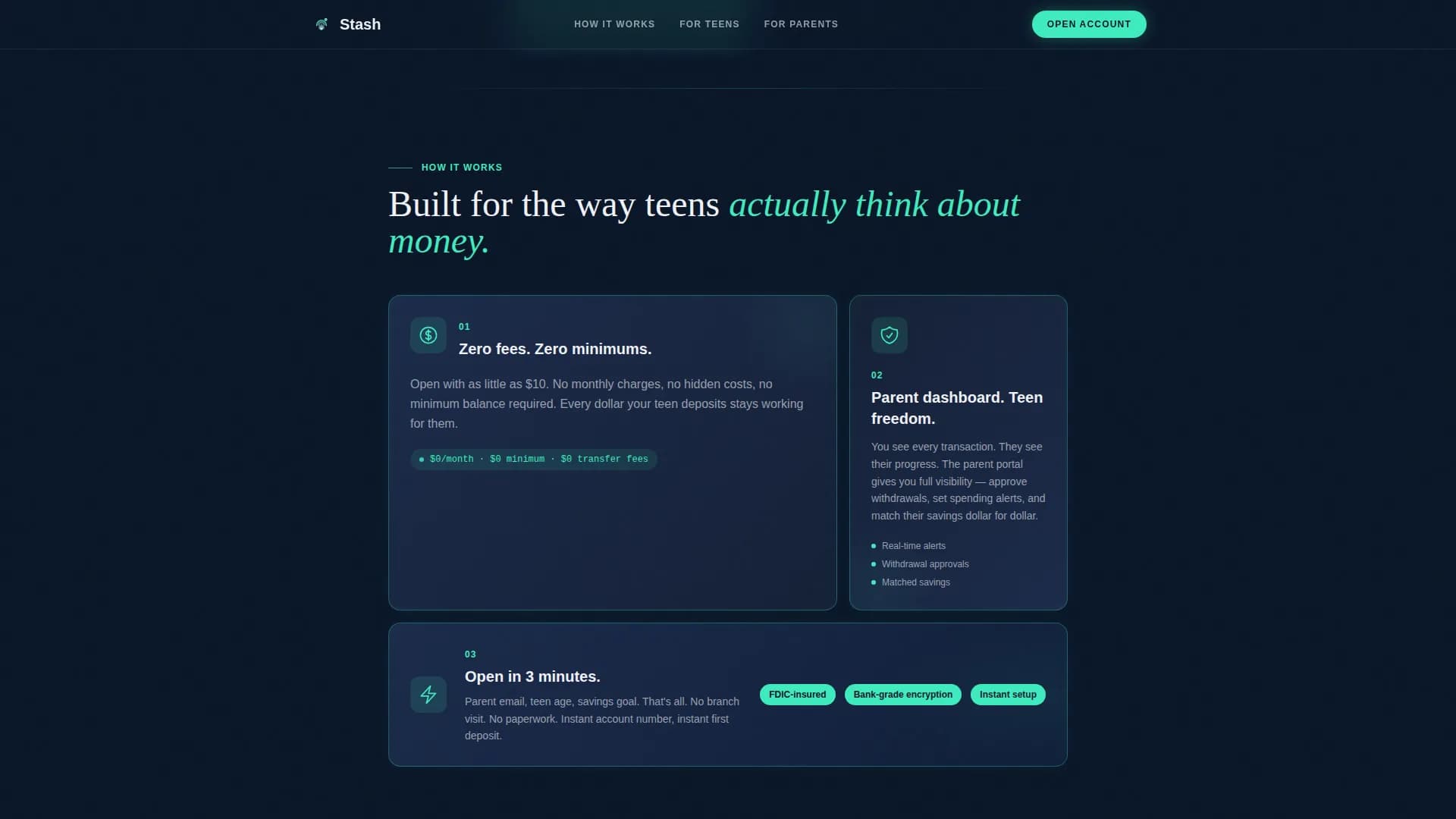 Stash - Teen Savings Growth Landing Page Template