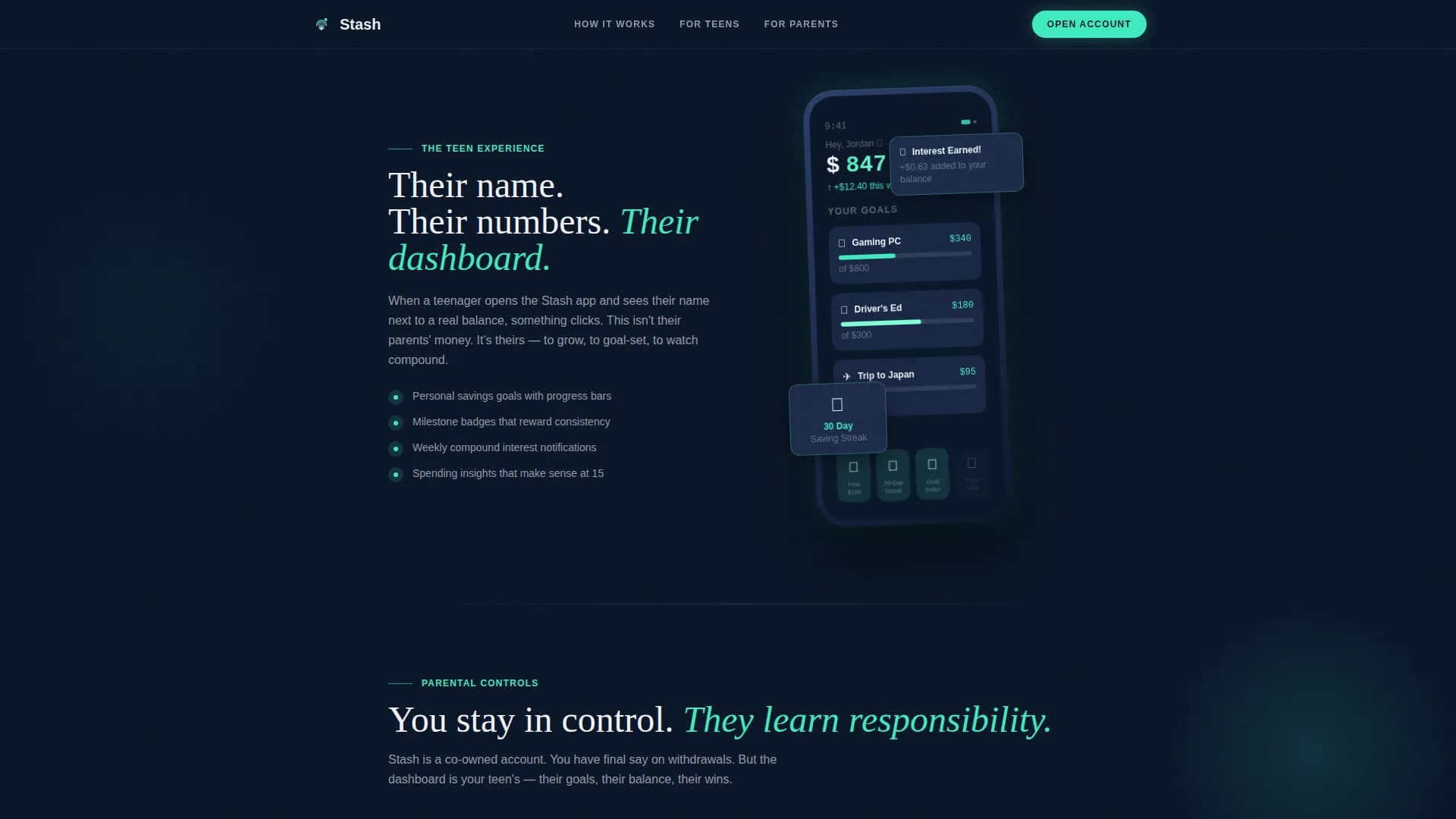 Stash - Teen Savings Growth Landing Page Template