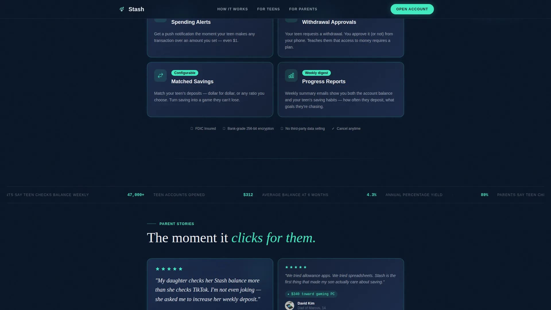 Stash - Teen Savings Growth Landing Page Template