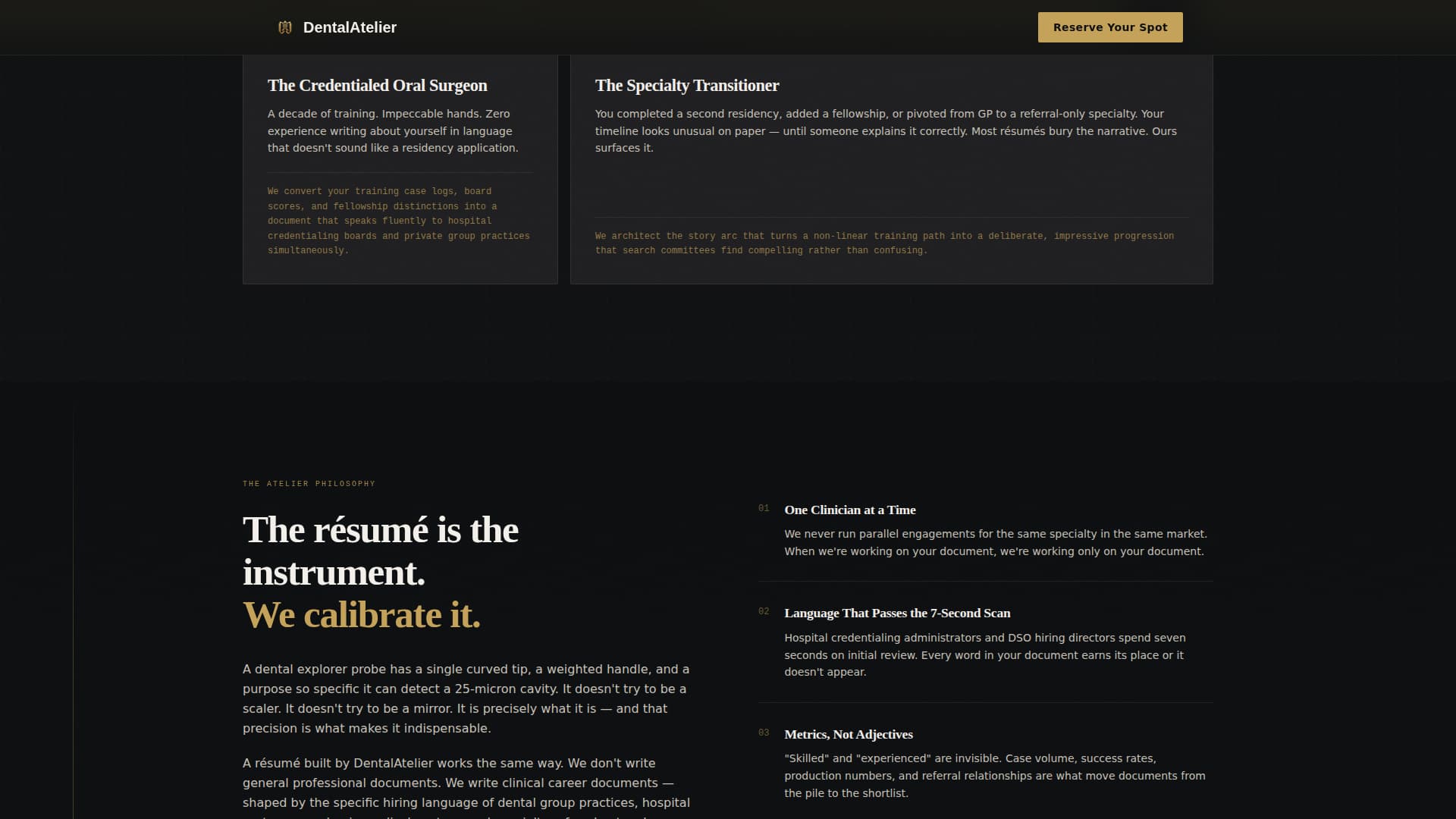 Atelier - Precision Dentist Landing Page Template