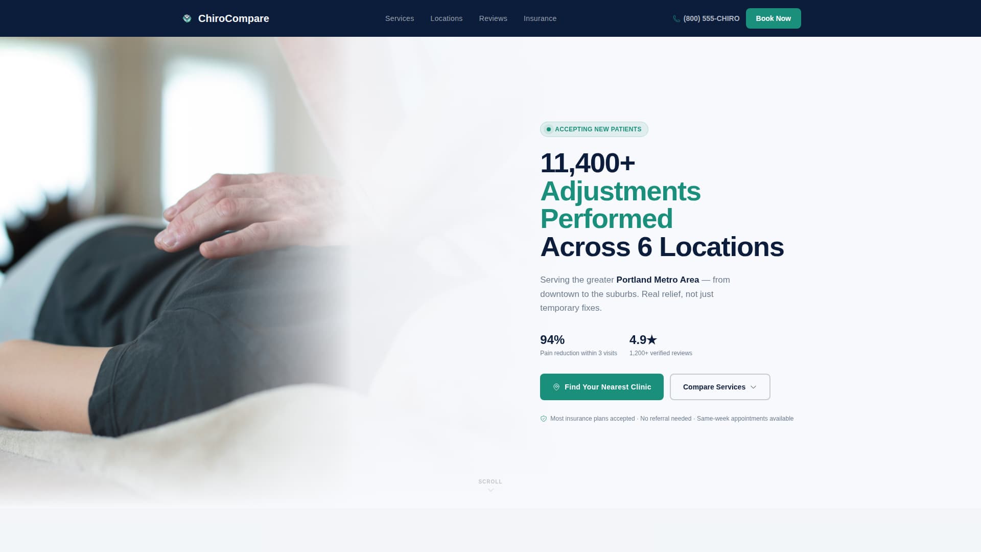Chirocompare - Authoritative Chiropractor Landing Page Template