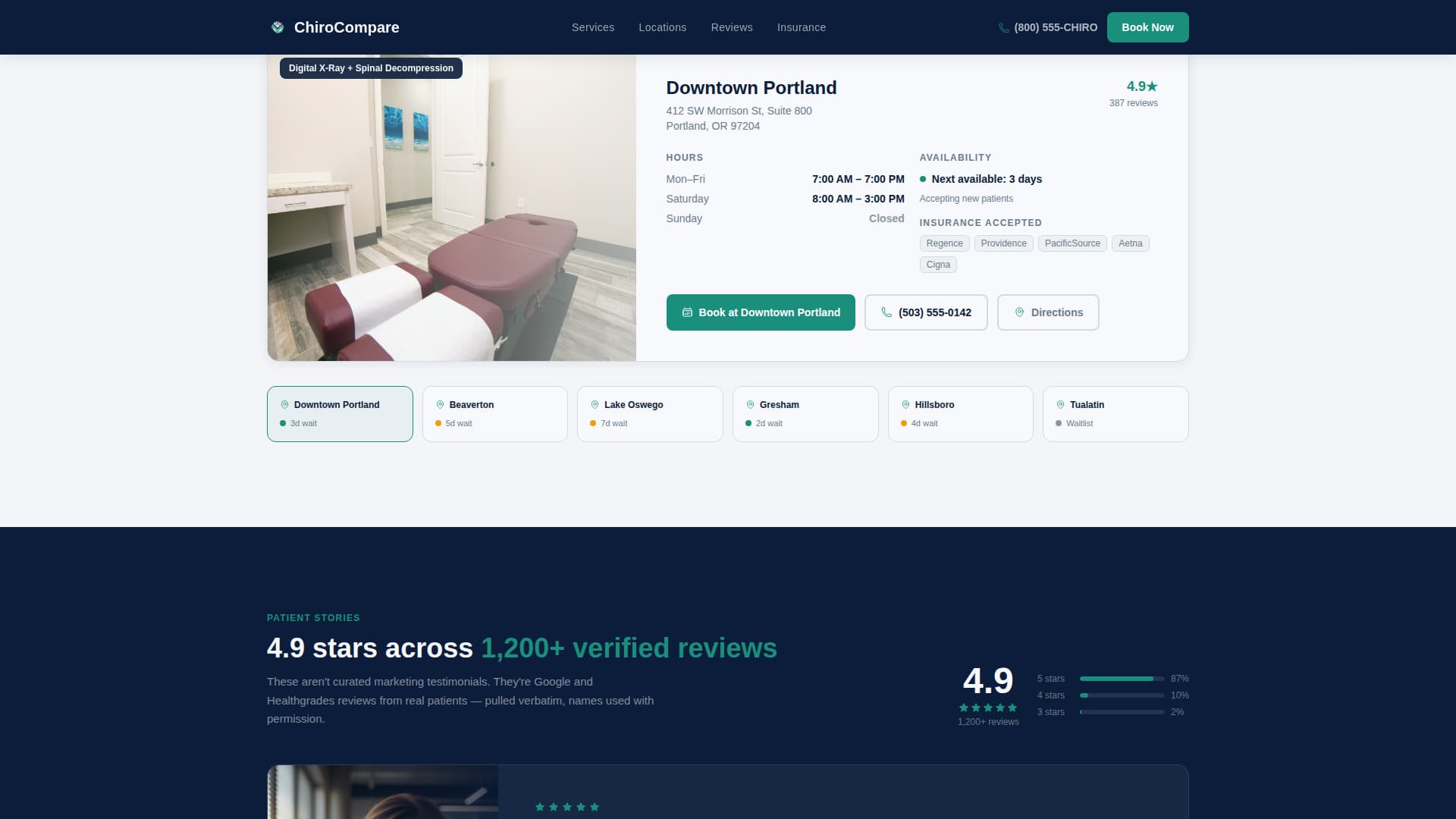 Chirocompare - Authoritative Chiropractor Landing Page Template