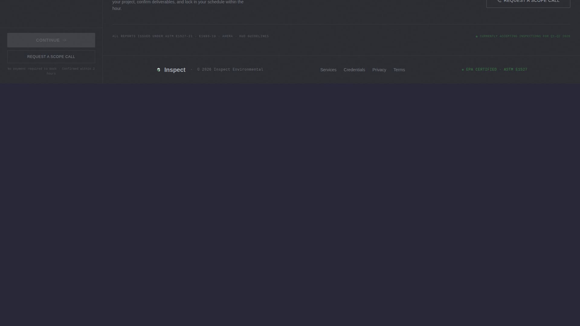 Environmental Inspector Booking Website Template