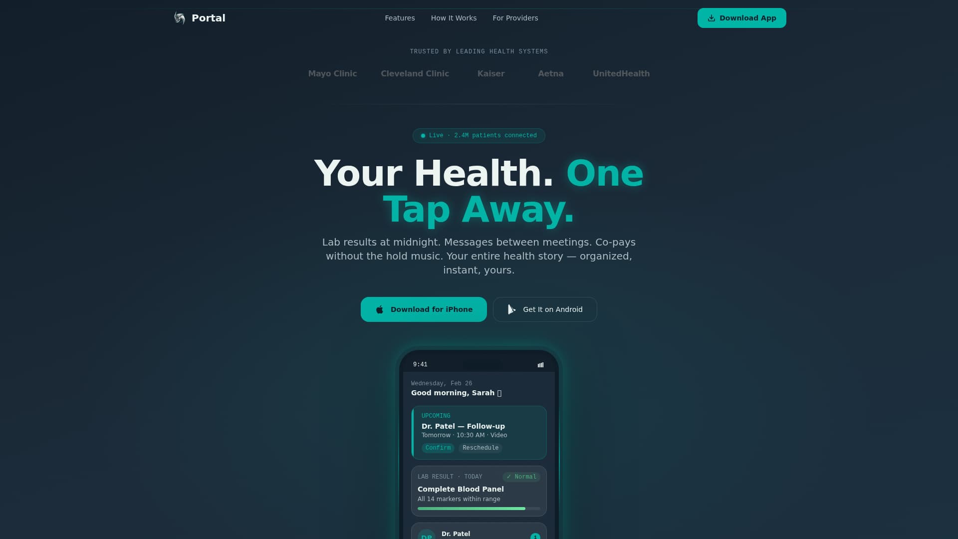 Portal - Seamless Healthcare Landing Page Template