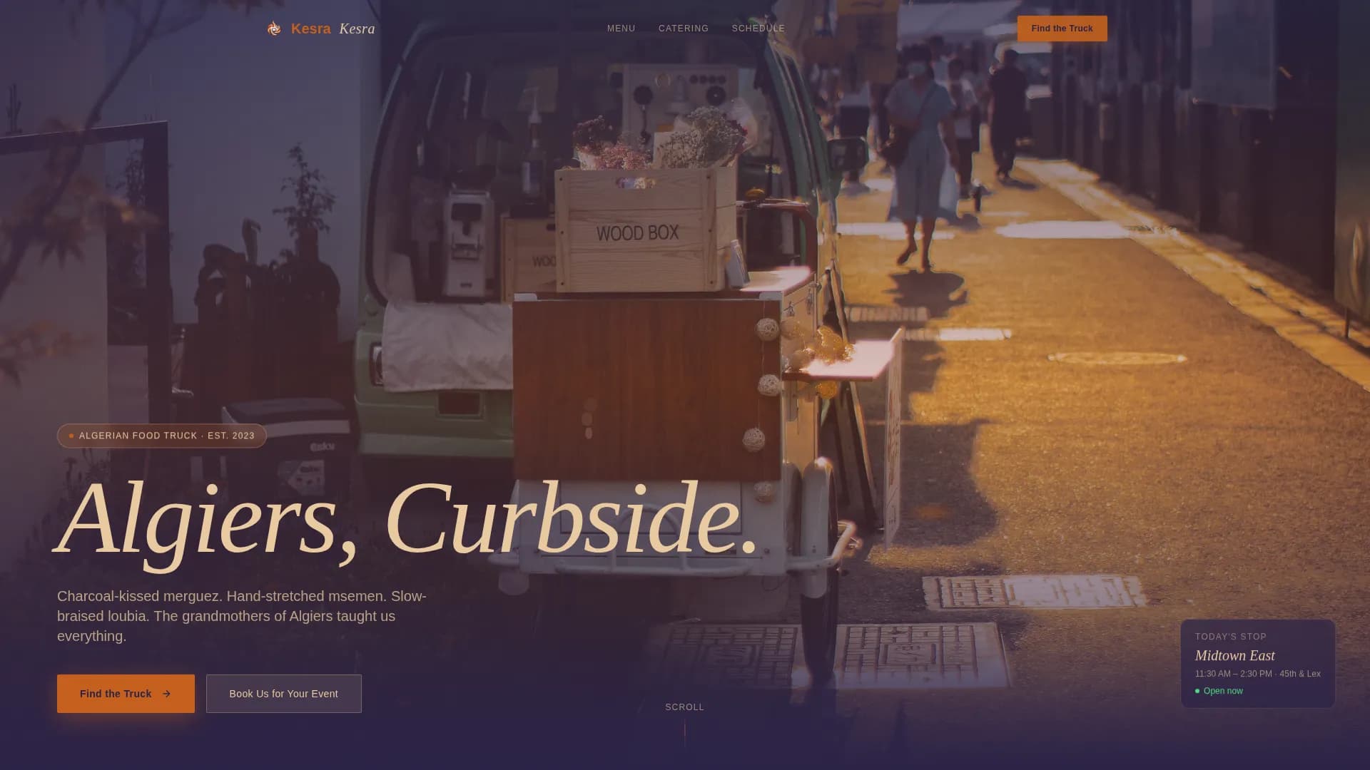 Kesra — Food Truck Reservations Landing Page Template