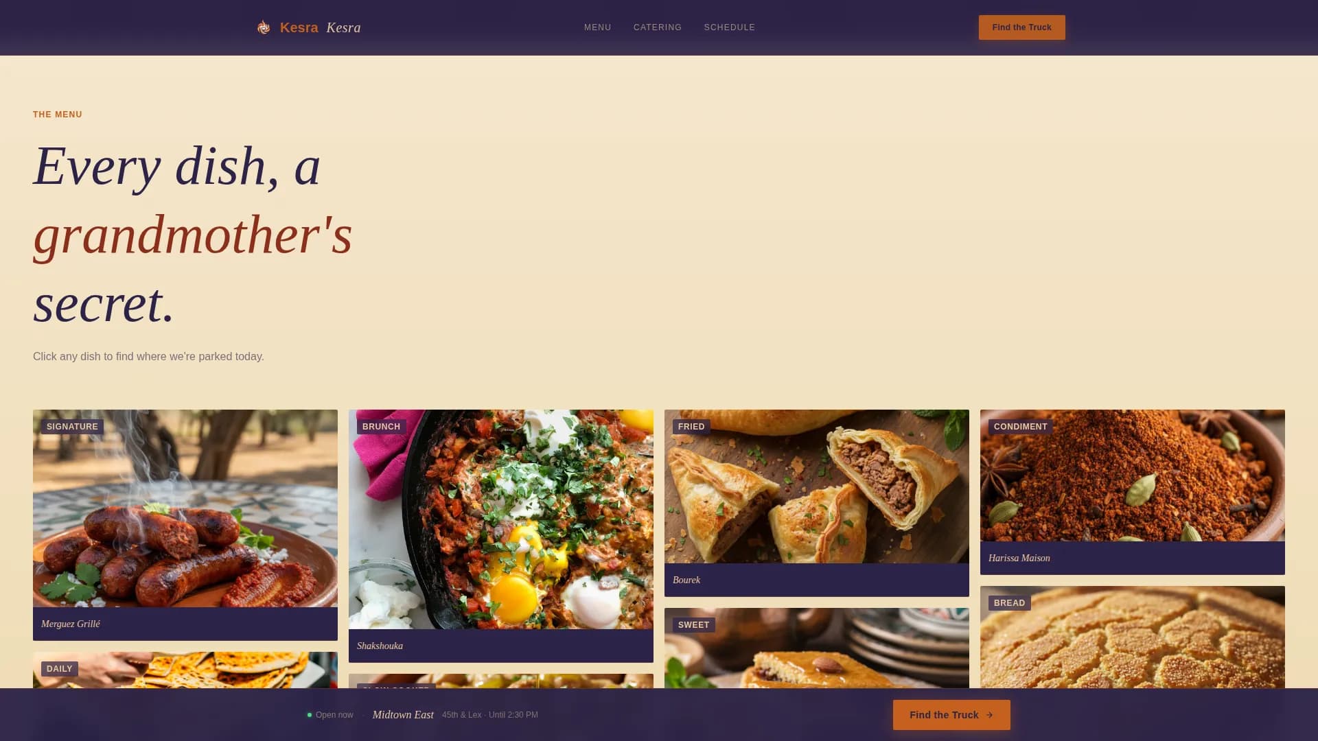 Kesra — Food Truck Reservations Landing Page Template