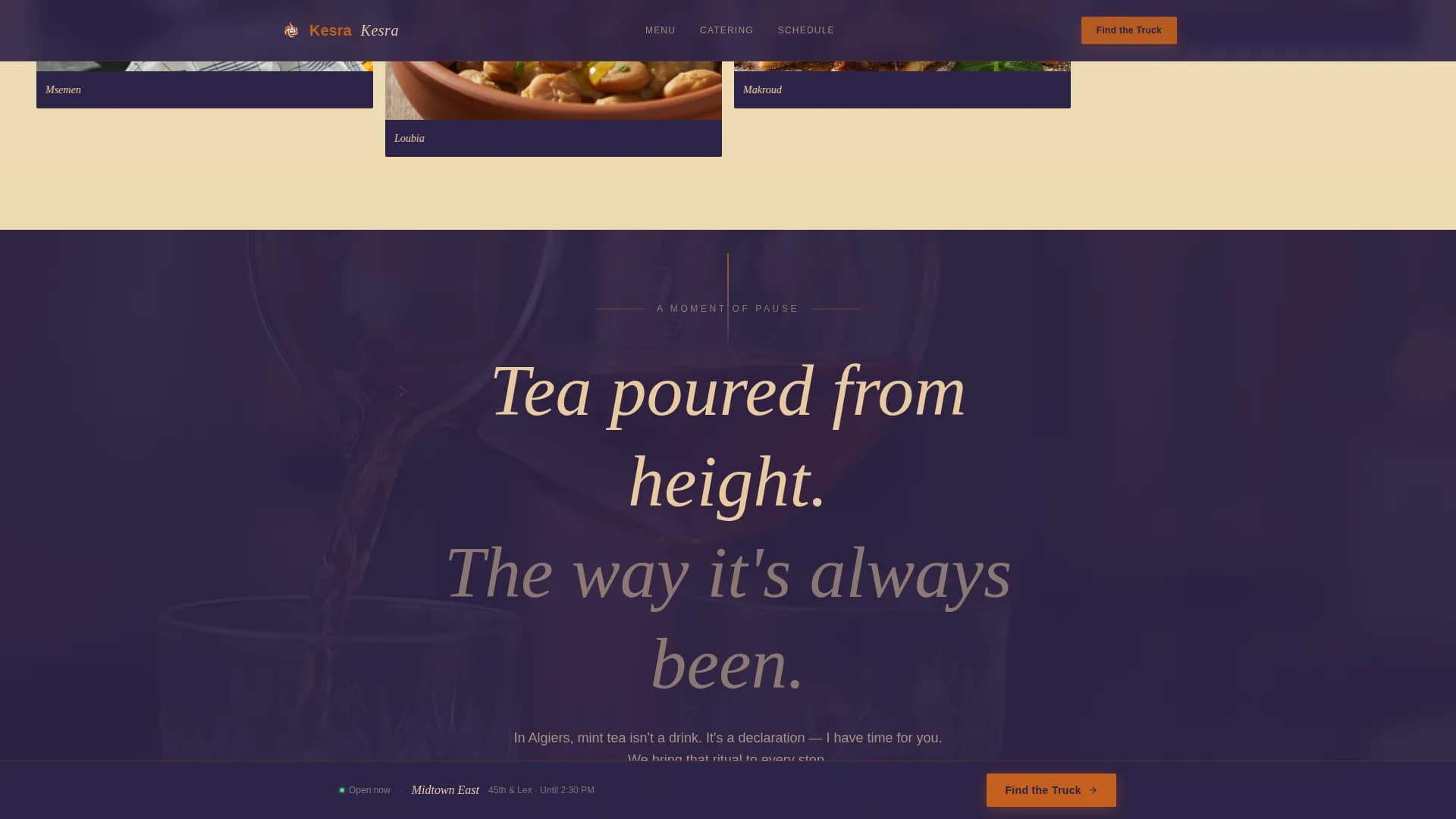 Kesra — Food Truck Reservations Landing Page Template