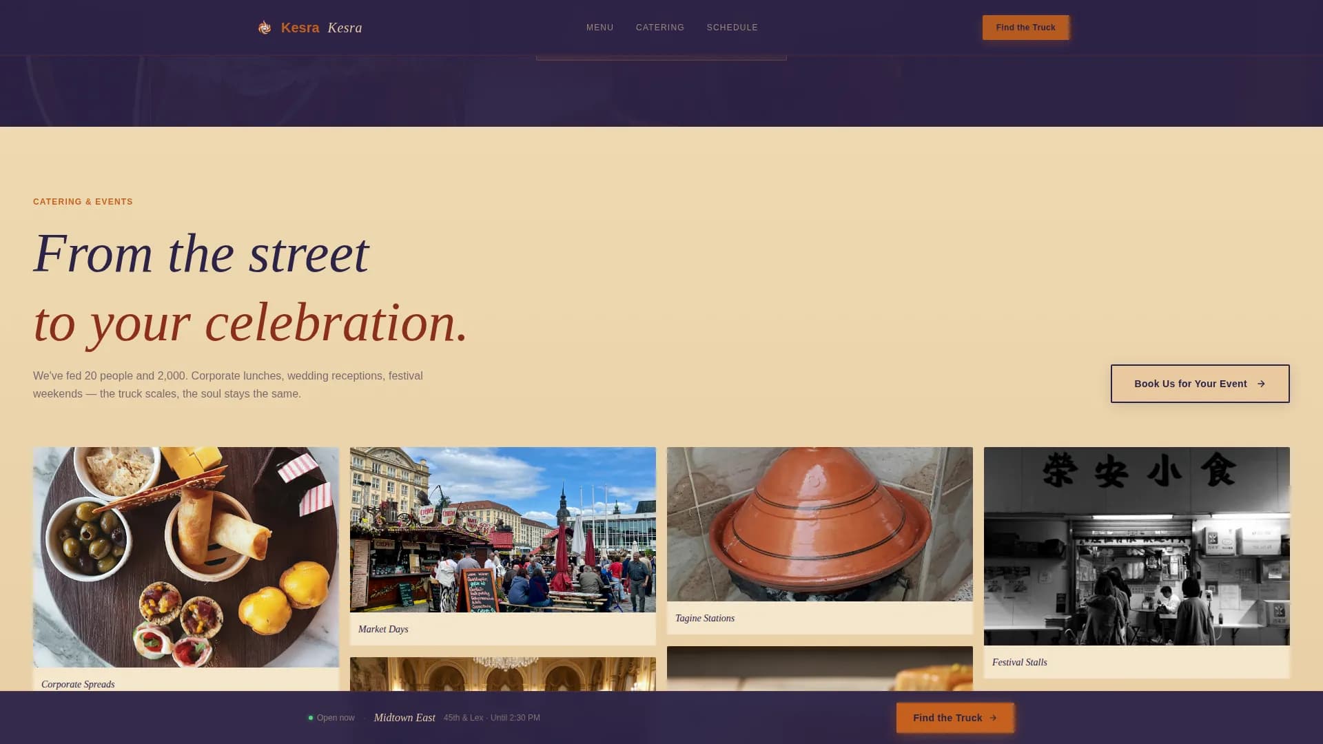 Kesra — Food Truck Reservations Landing Page Template