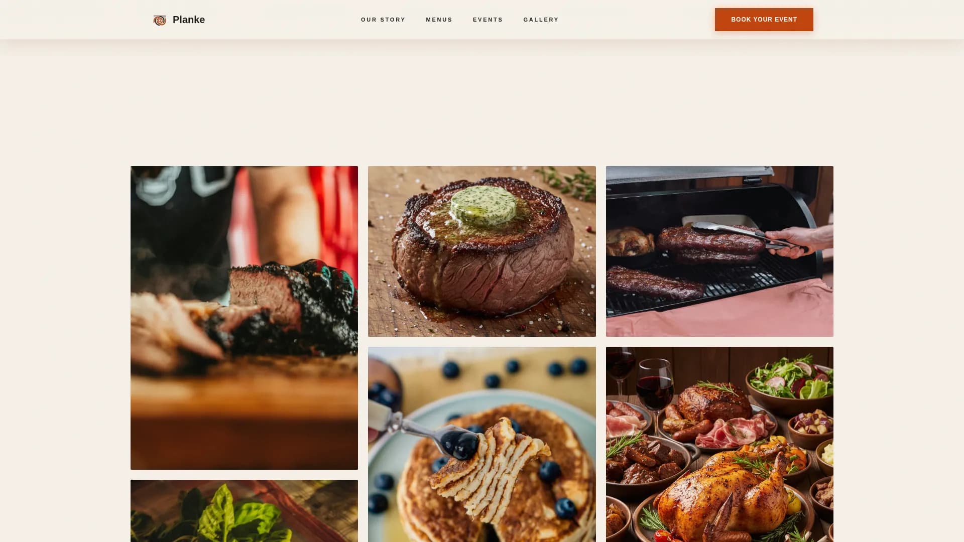 Planke — Artisan Catering Booking Landing Page Template
