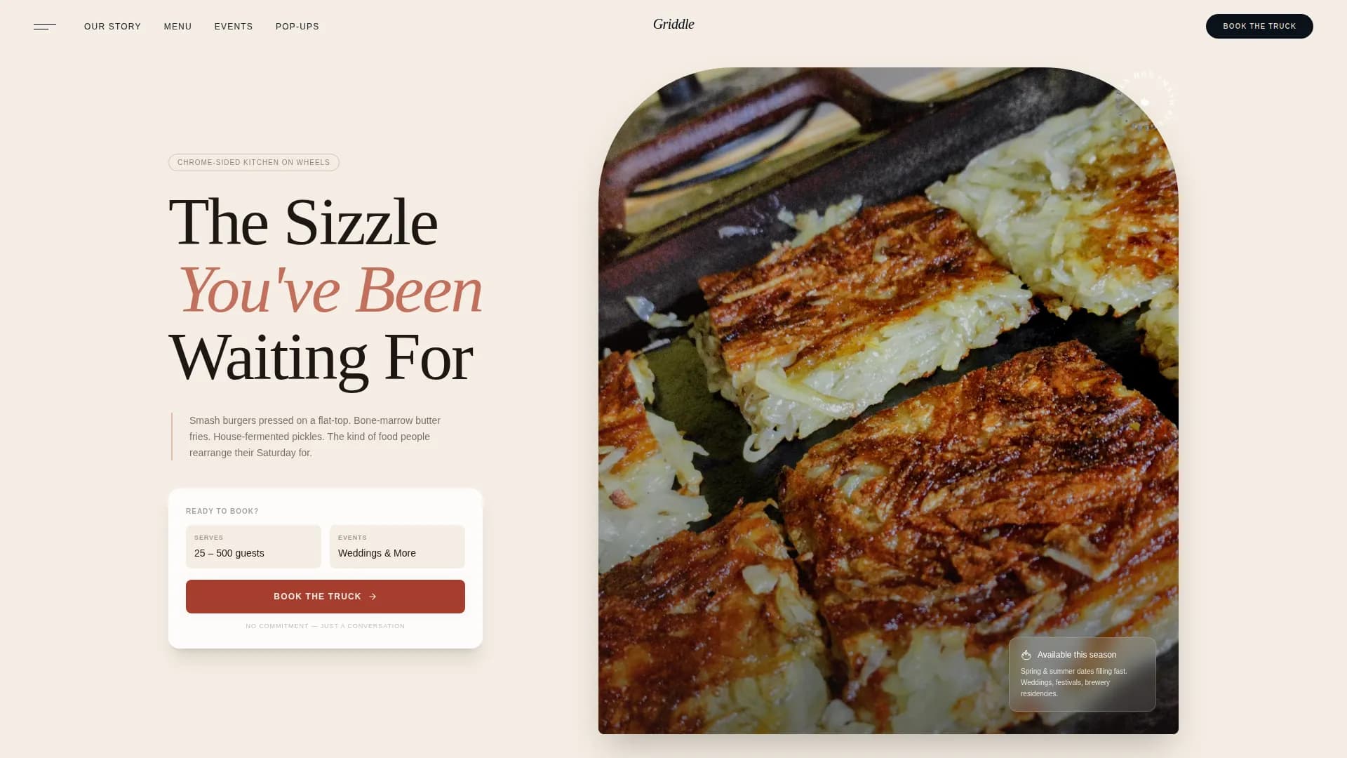 Griddle — Food Truck Marketing Landing Page Template