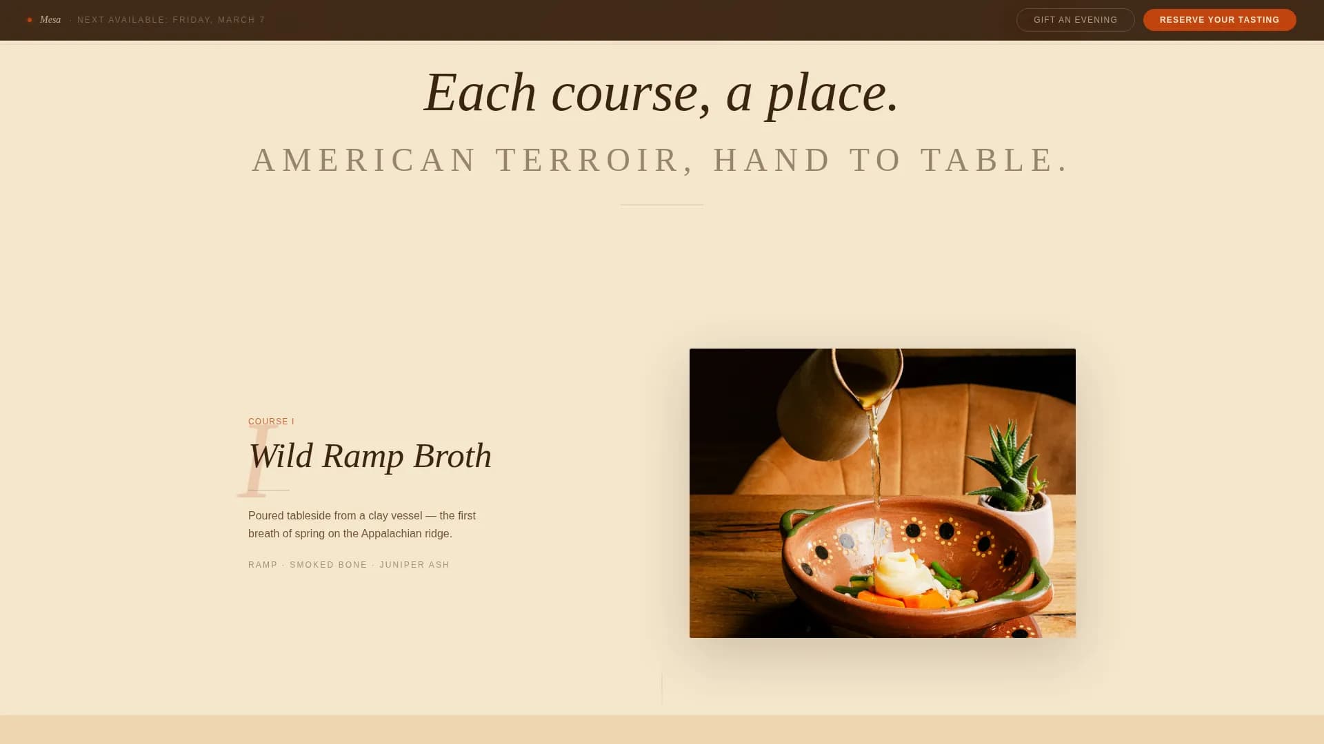 Mesa — Tasting Menu Bookings Landing Page Template