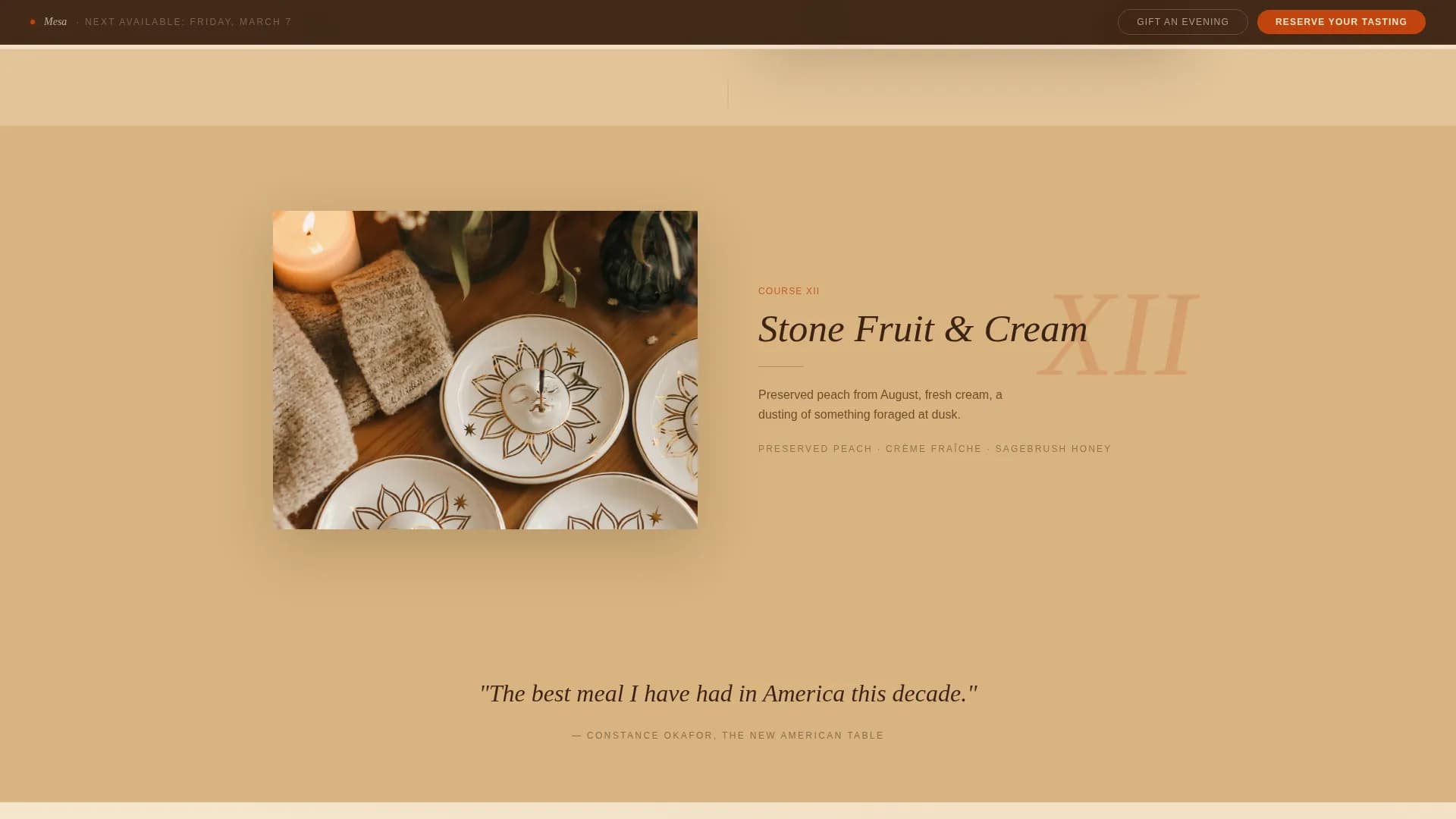 Mesa — Tasting Menu Bookings Landing Page Template