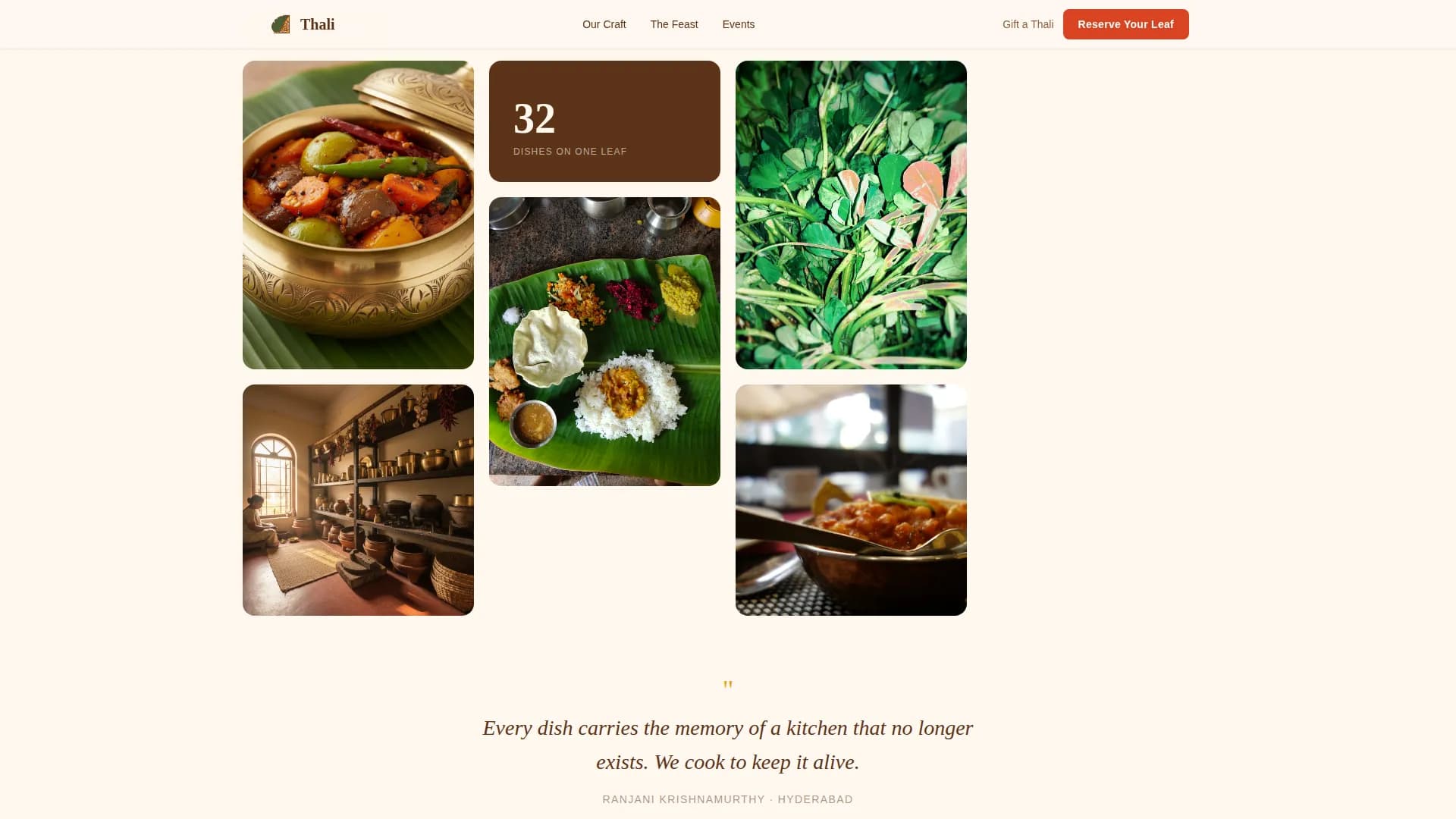 Thali — Restaurant Reservations Landing Page Template