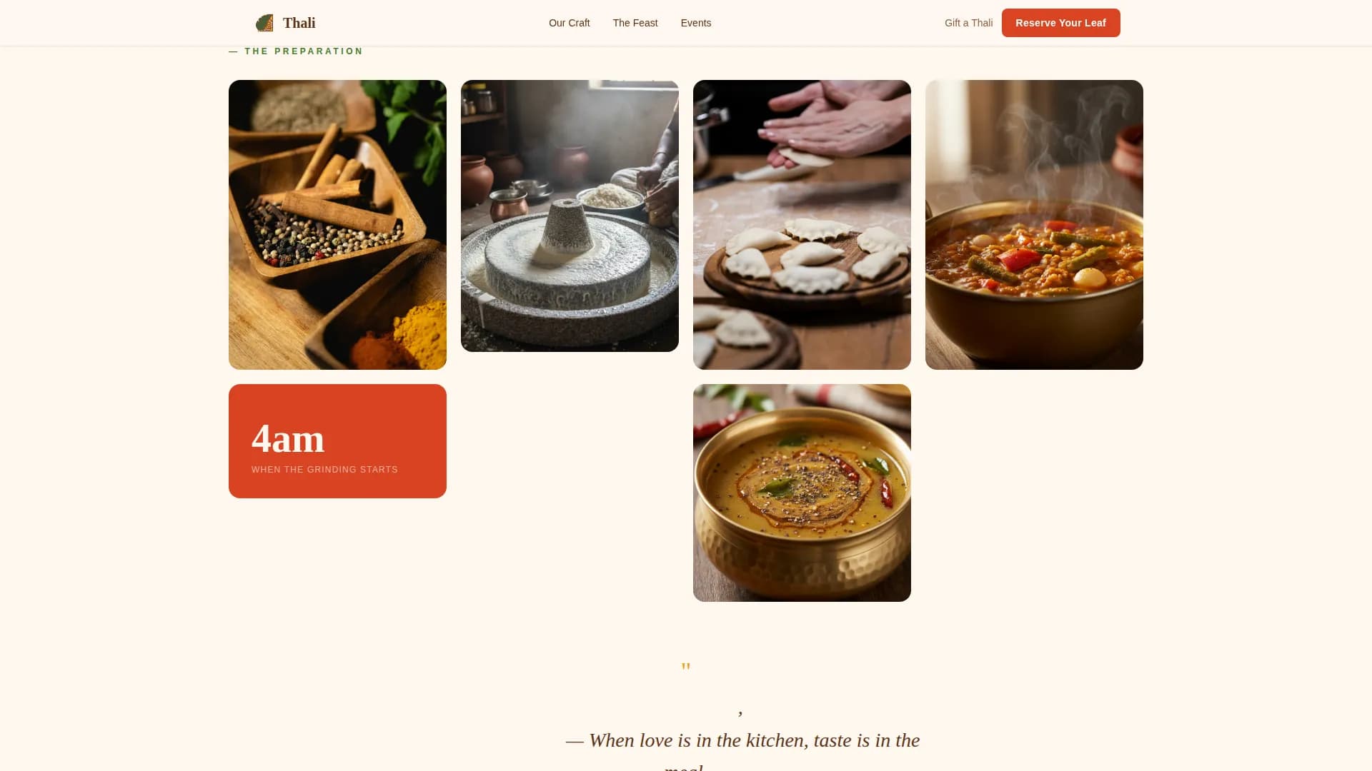 Thali — Restaurant Reservations Landing Page Template