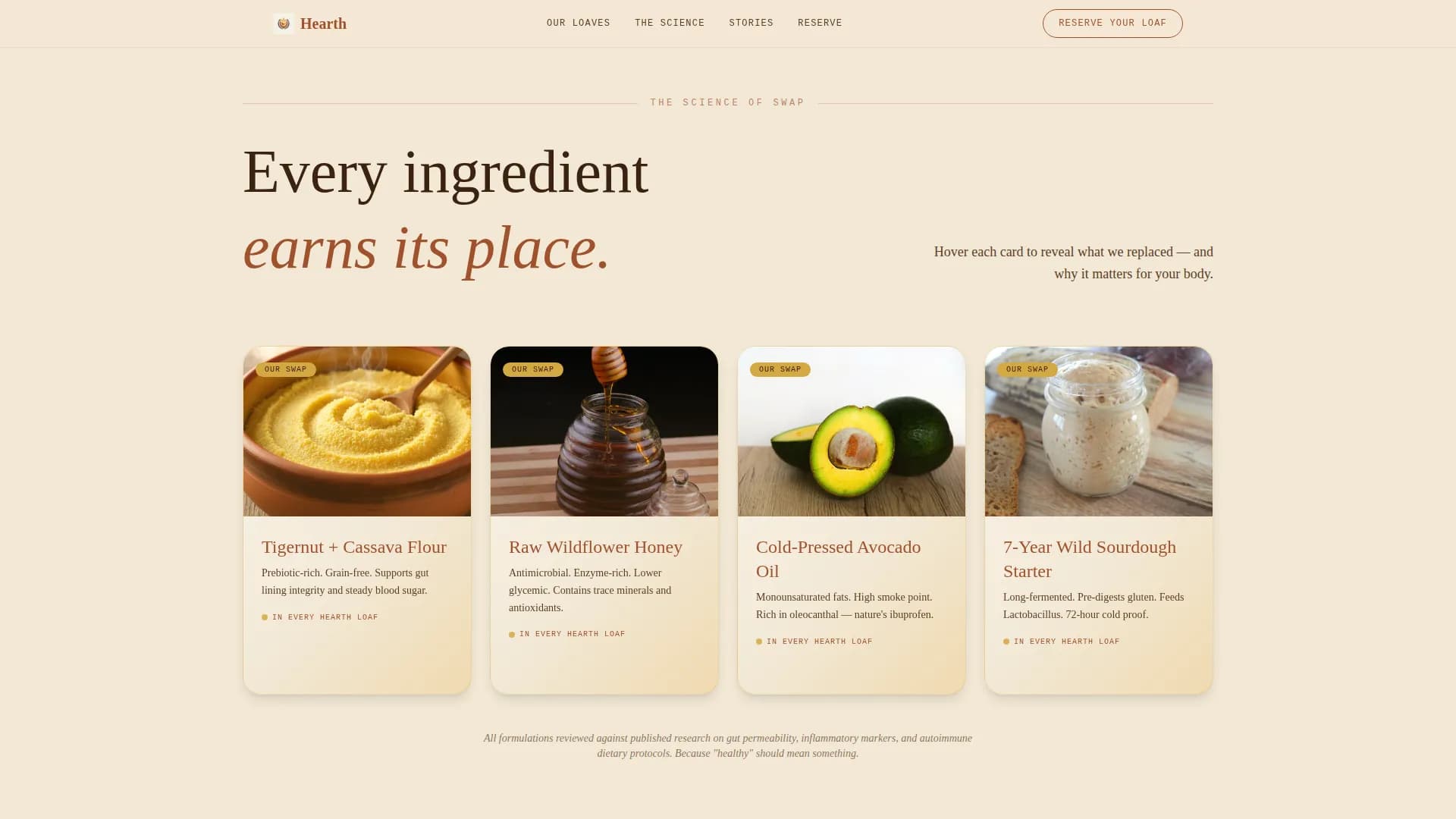 Hearth — Anti-Inflammatory Bakery Booking Landing Page Template