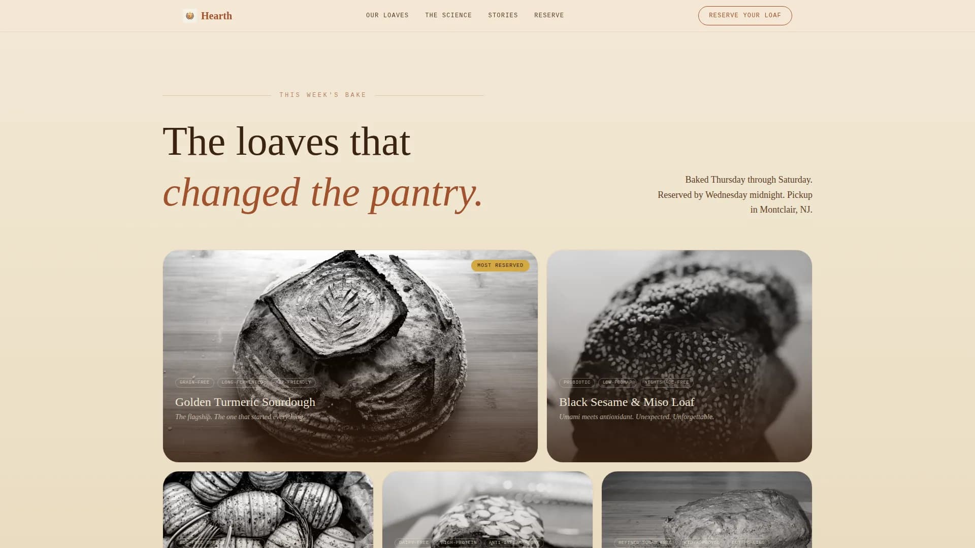 Hearth — Anti-Inflammatory Bakery Booking Landing Page Template