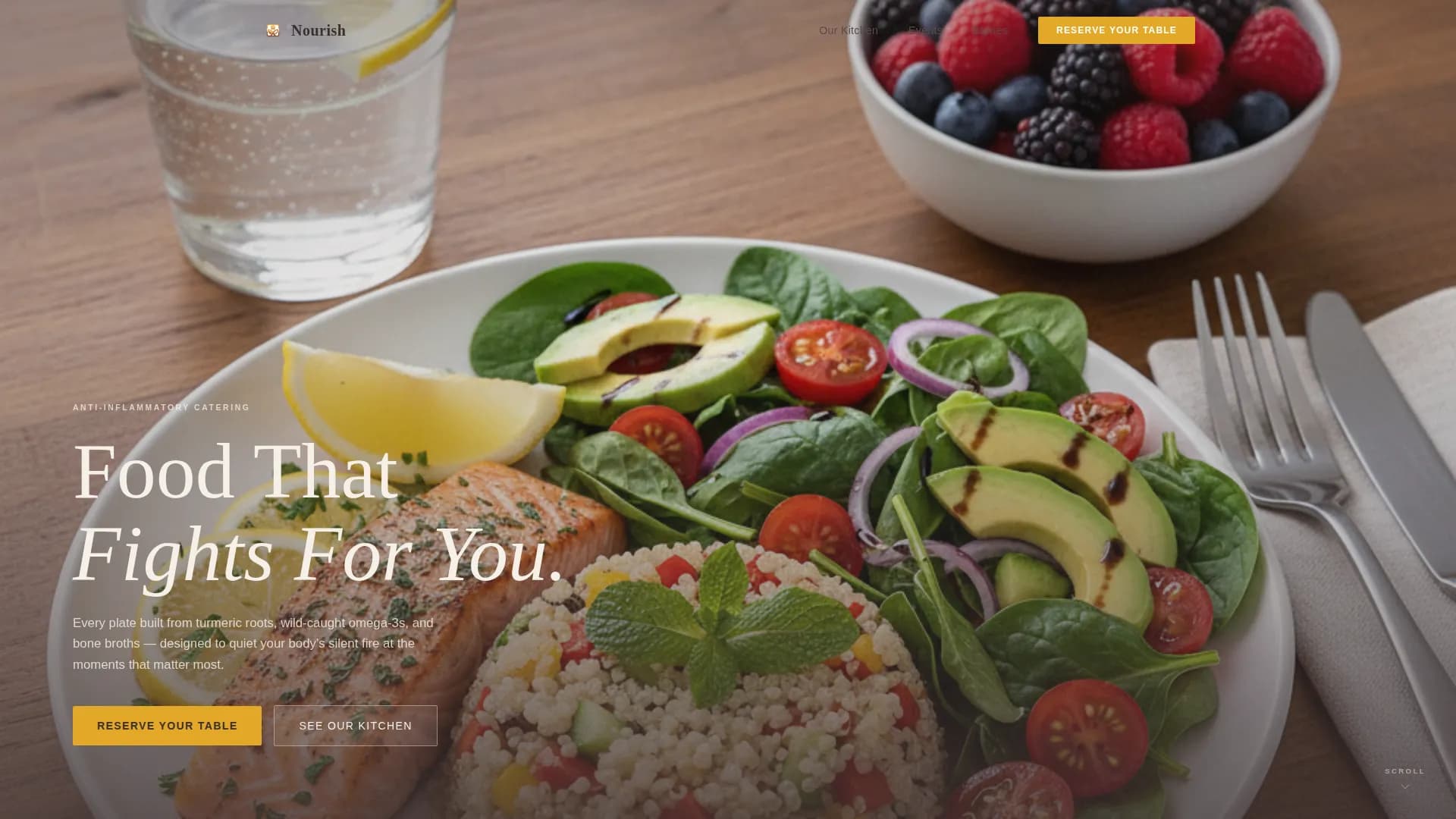 Nourish — Catering Event Booking Landing Page Template