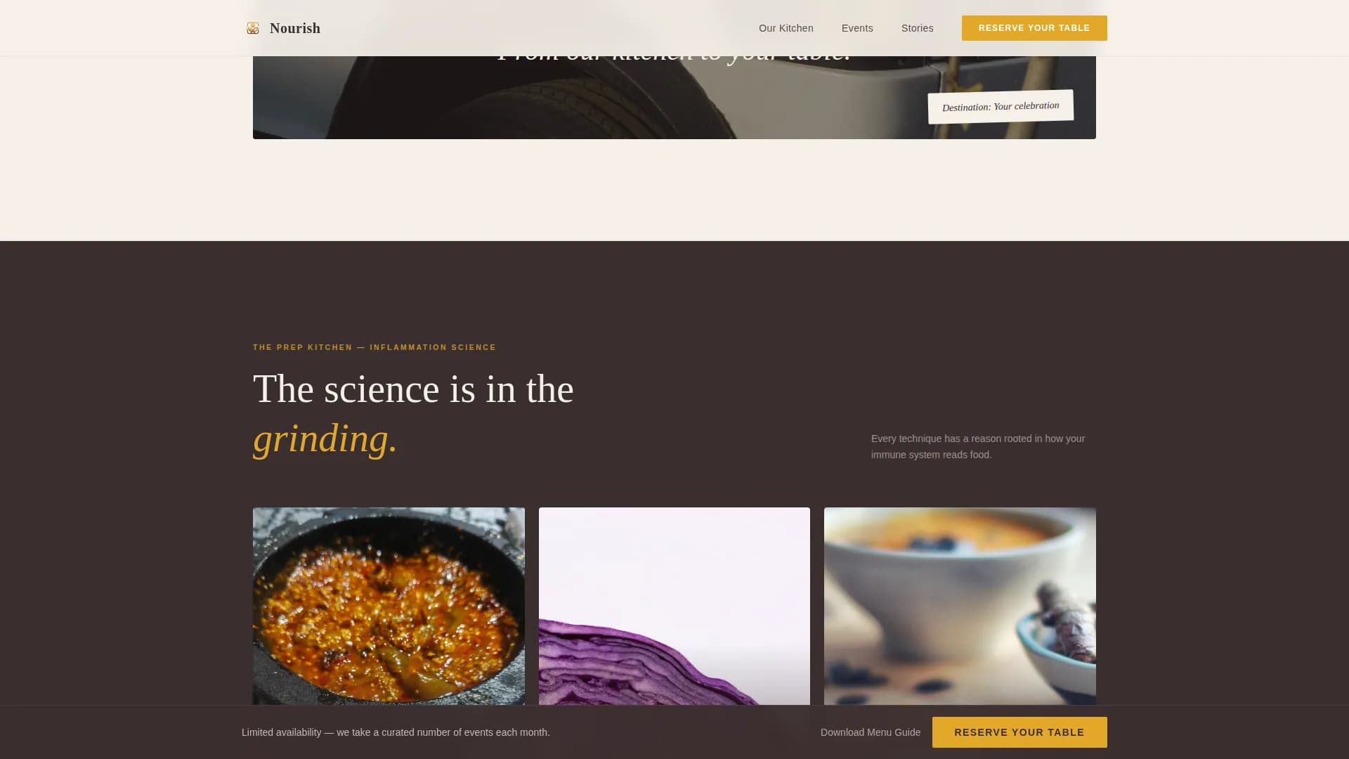 Nourish — Catering Event Booking Landing Page Template