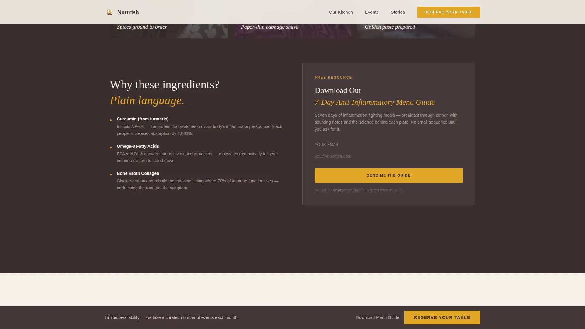 Nourish — Catering Event Booking Landing Page Template