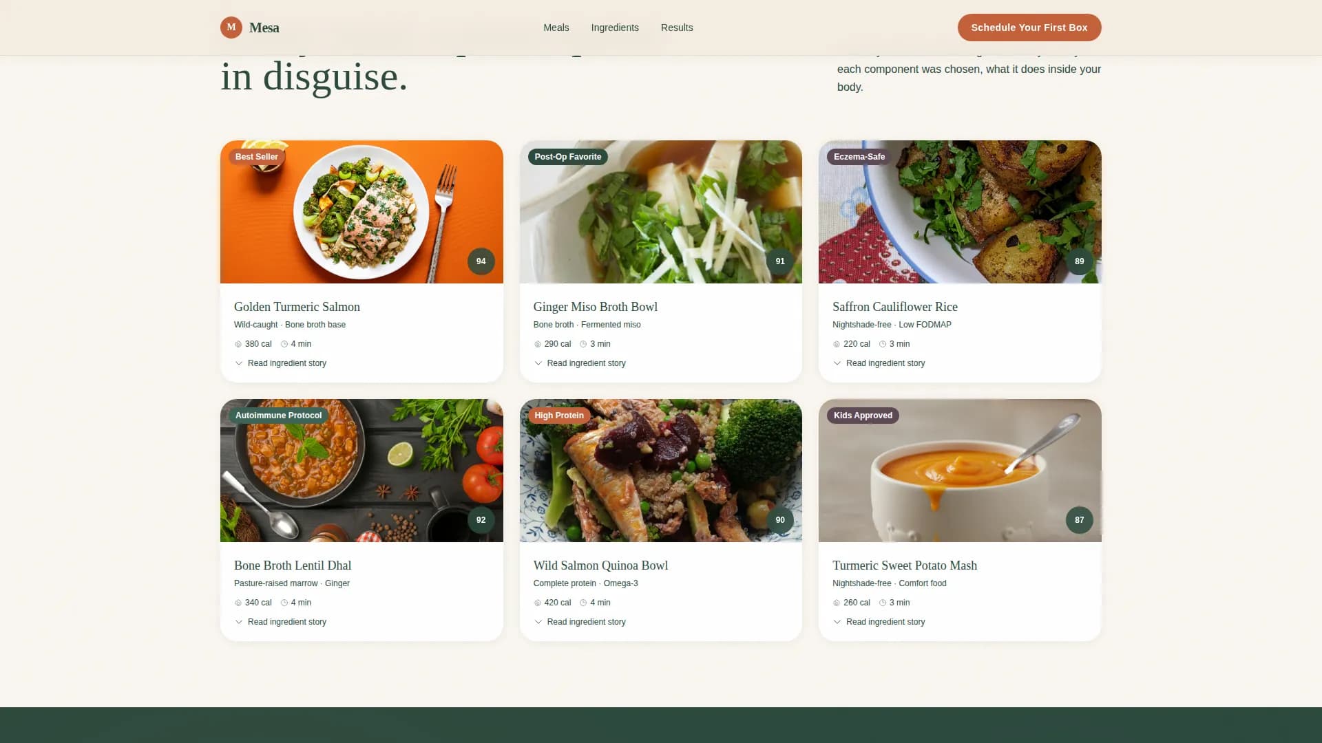 Mesa — Meal Delivery Subscriptions Landing Page Template