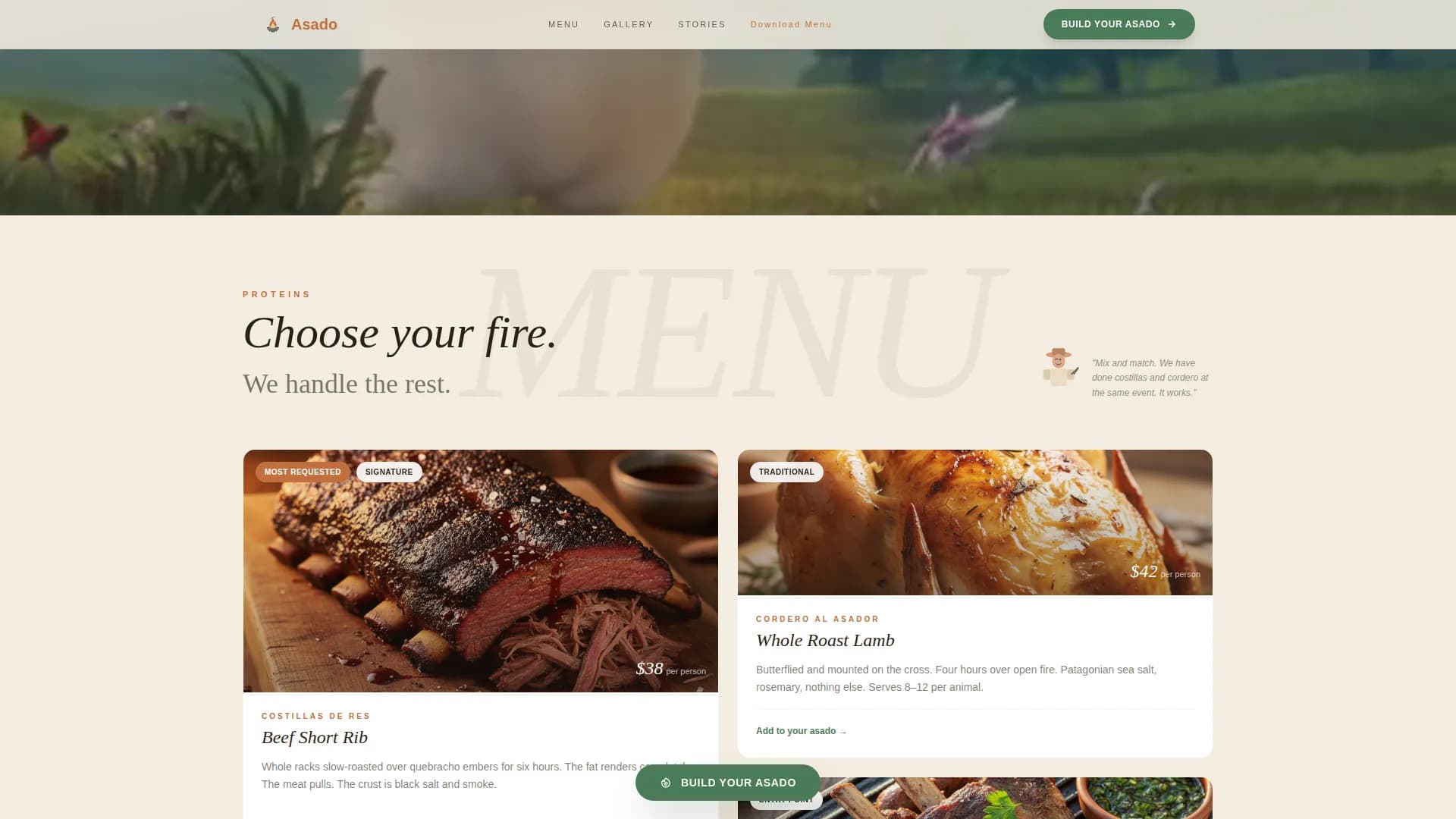 Asado — Catering Service Booking Landing Page Template