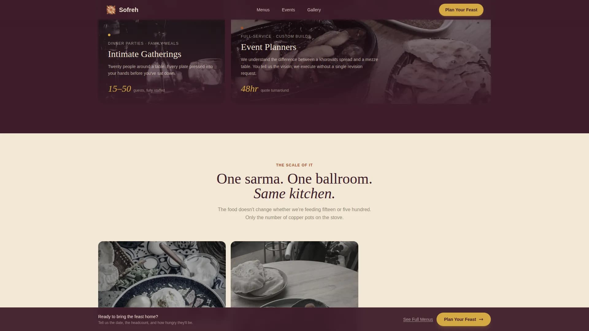 Sofreh - Authentic Armenian Catering Landing Page Template
