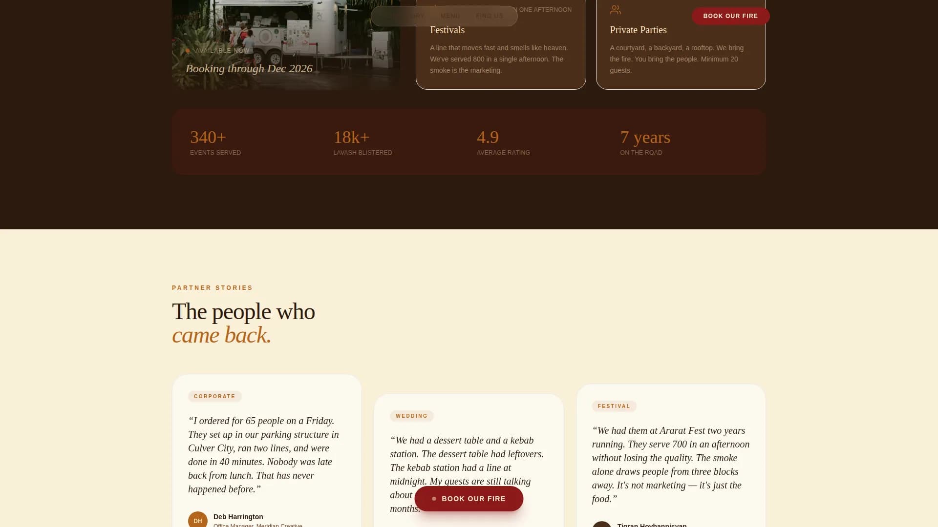 Ember — Armenian Food Truck Landing Page Template